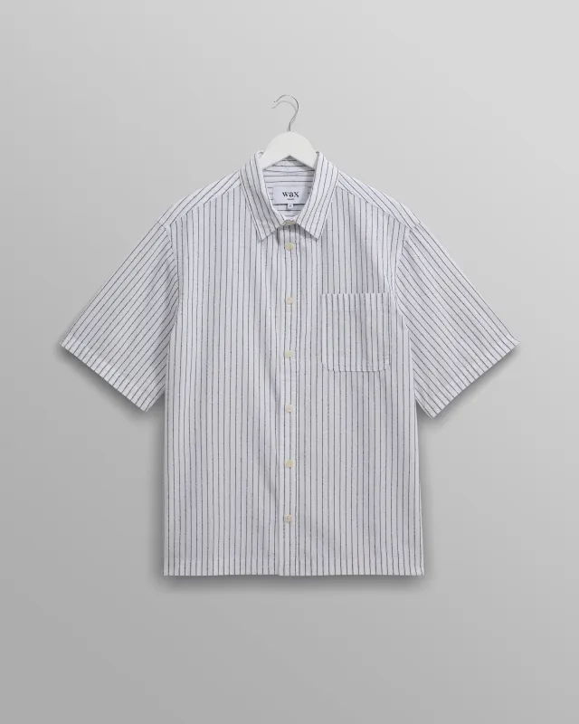 Kew - White Stripe Cotton-Poplin Short-Sleeve Shirt sold by Wax London