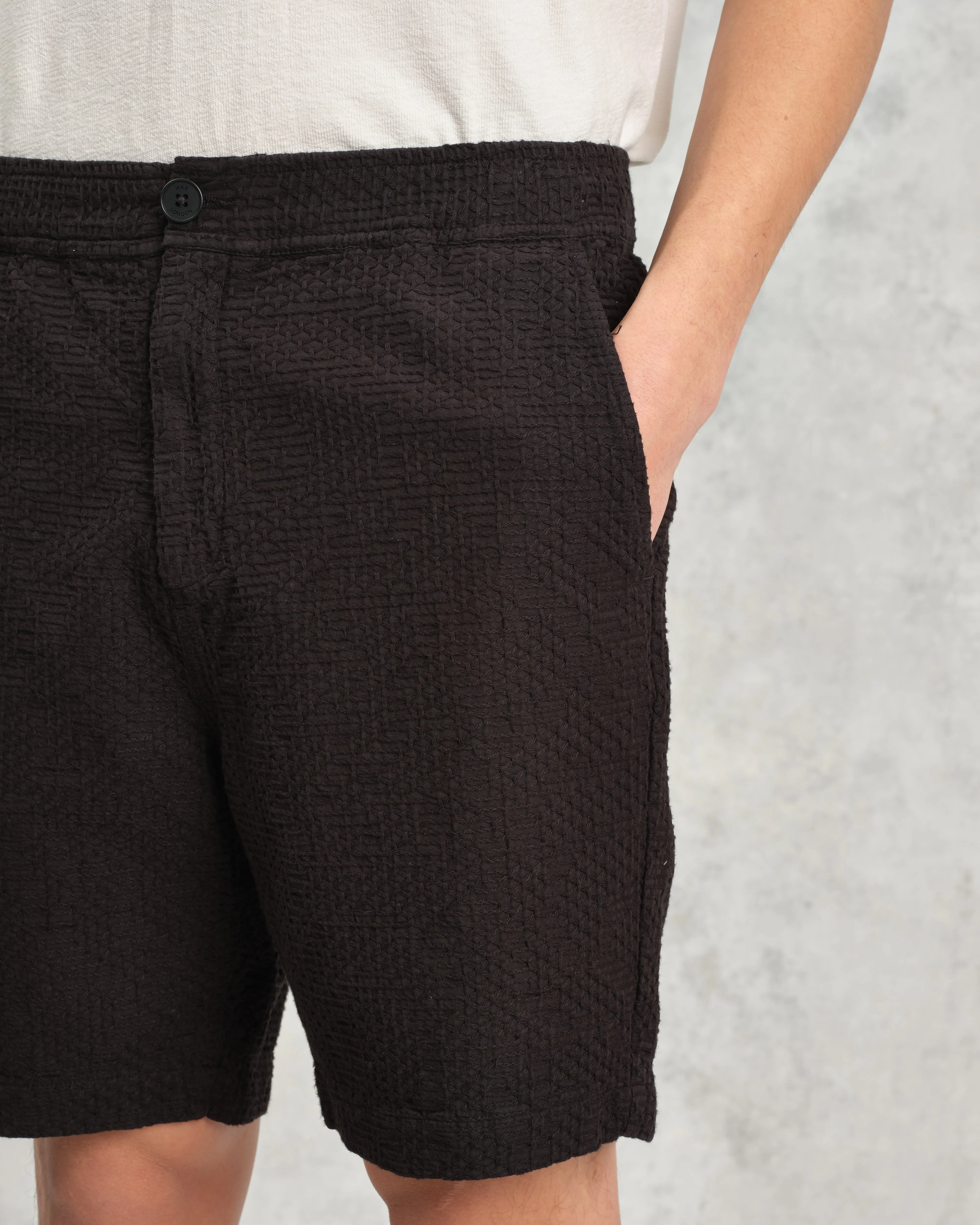Kurt - Black Honeycomb Cotton Shorts sold by Wax London product image thumbnail 4