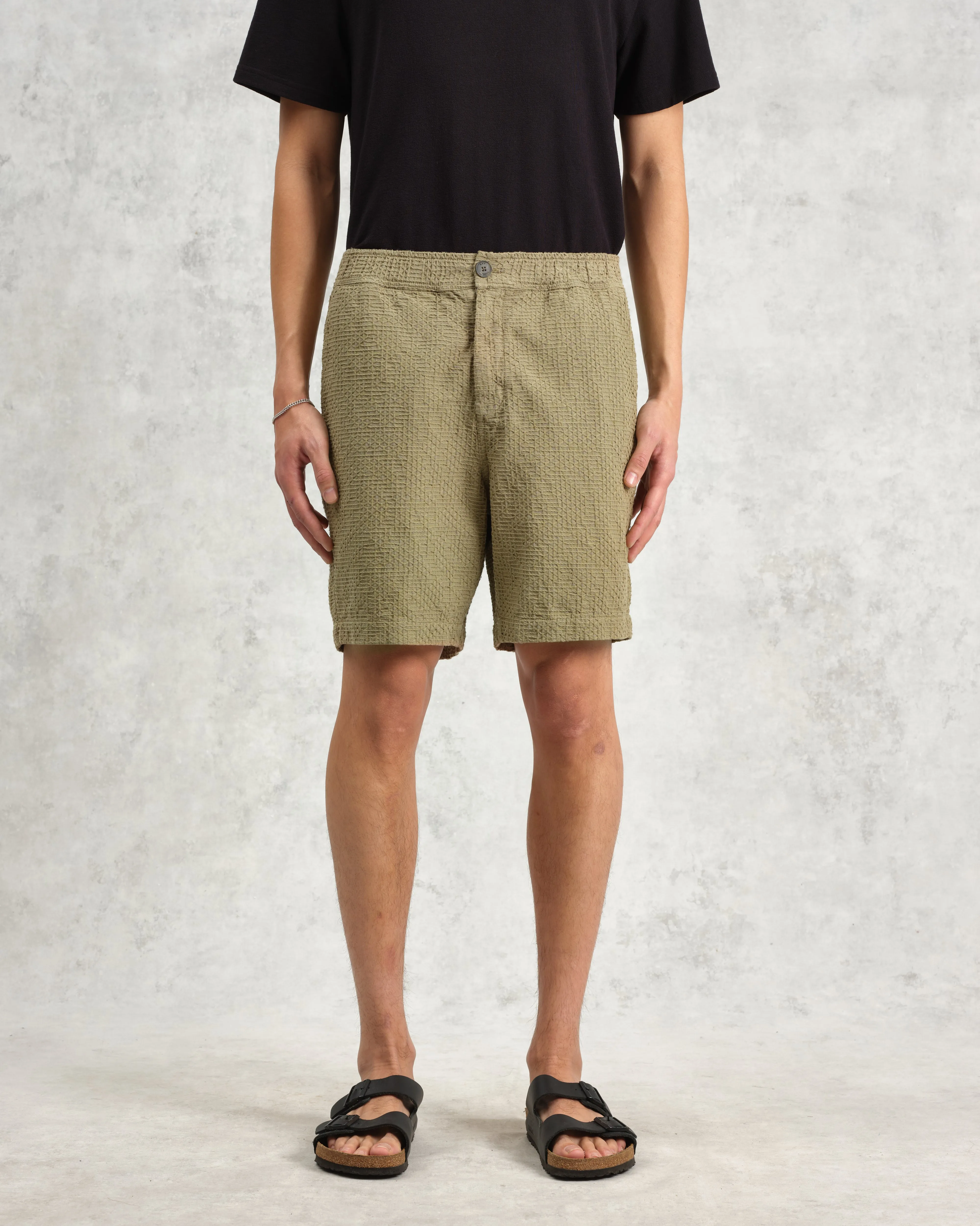 Kurt - Khaki Honeycomb Cotton Shorts sold by Wax London product image thumbnail 3