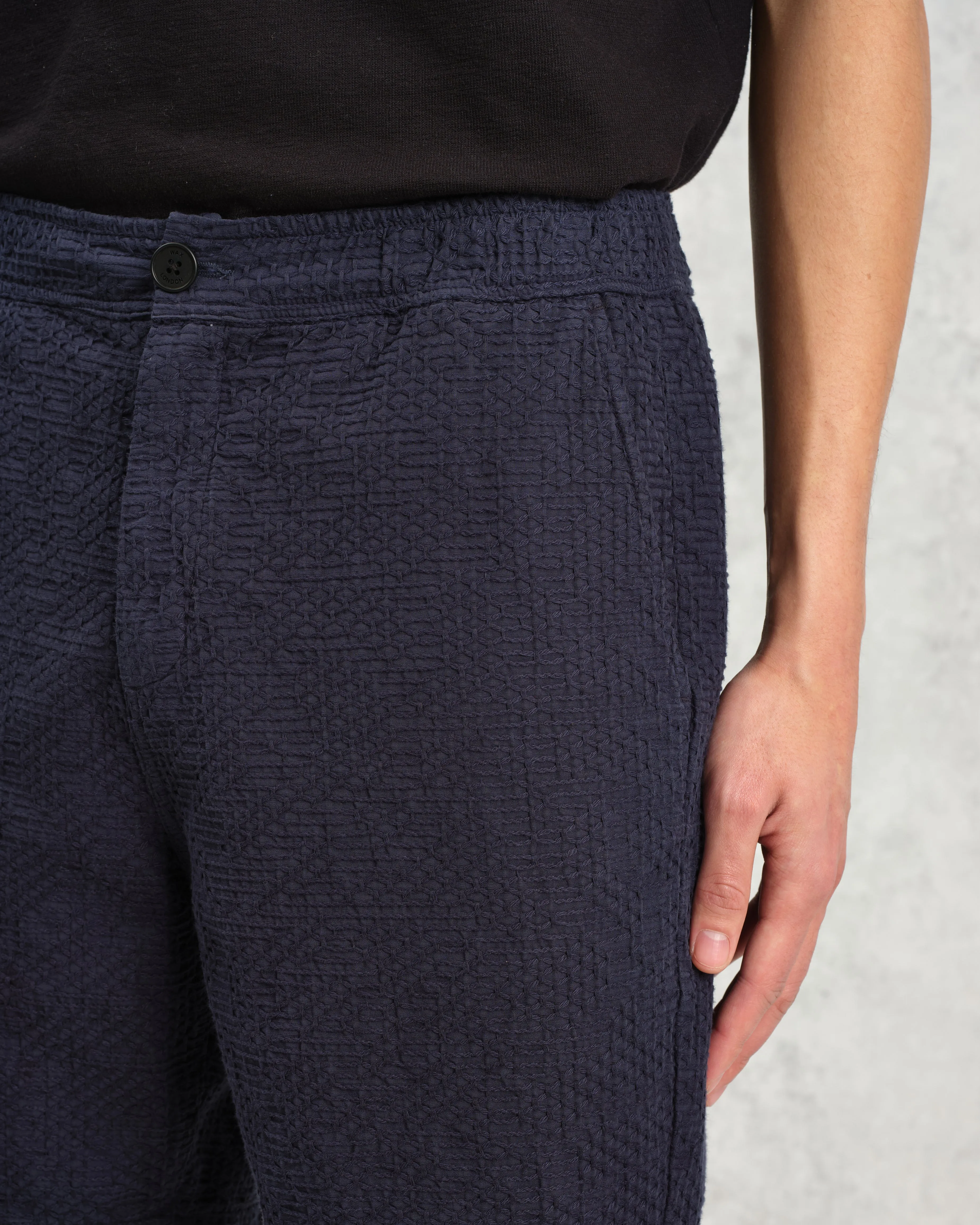 Kurt - Navy Honeycomb Cotton Shorts sold by Wax London product image thumbnail 3