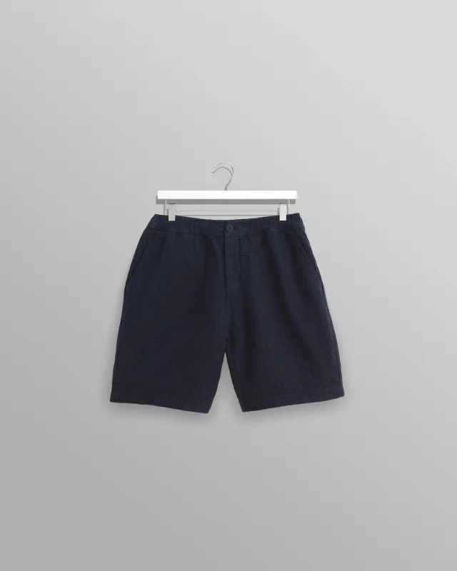 Kurt - Navy Honeycomb Cotton Shorts sold by Wax London