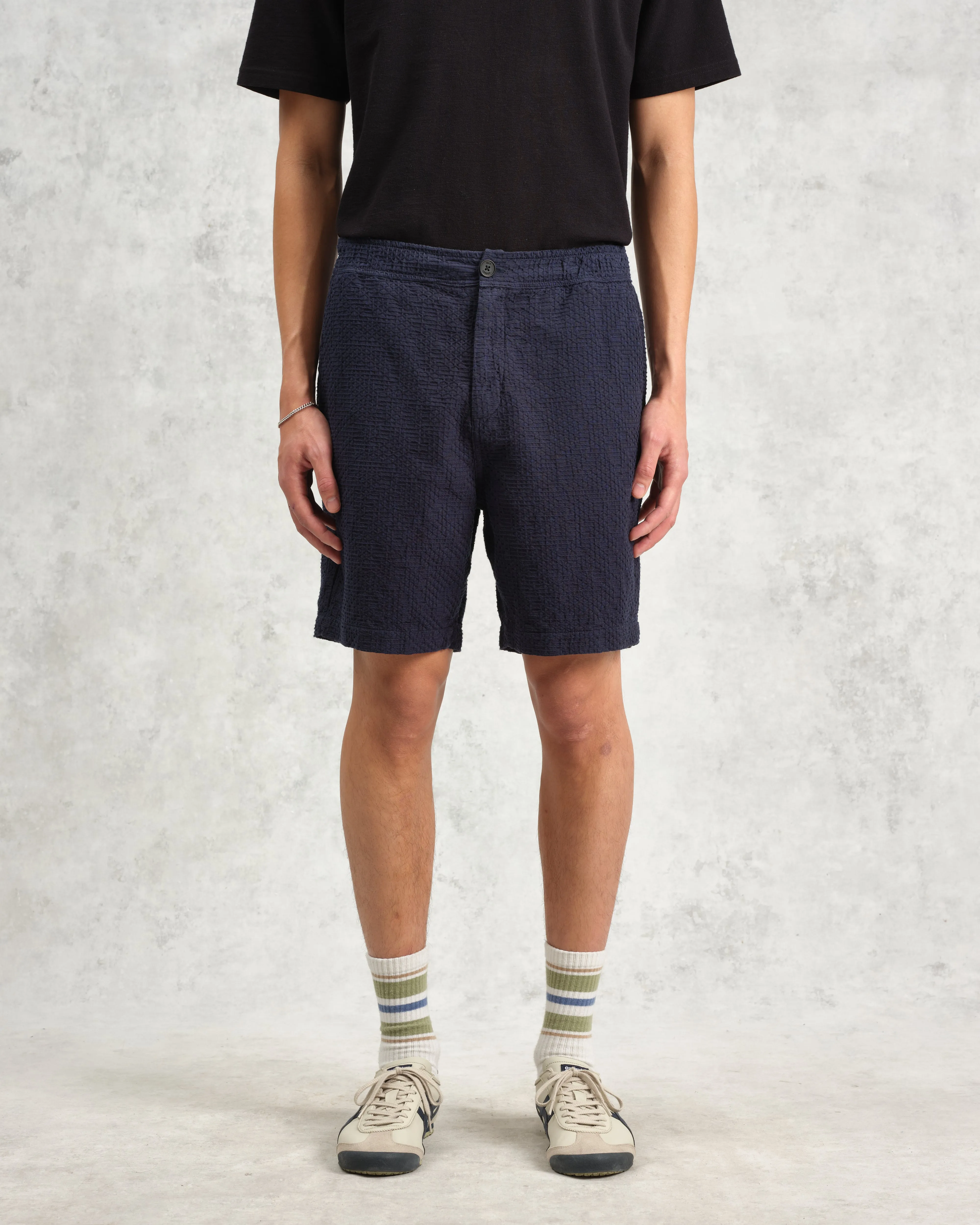 Kurt - Navy Honeycomb Cotton Shorts sold by Wax London product image thumbnail 4