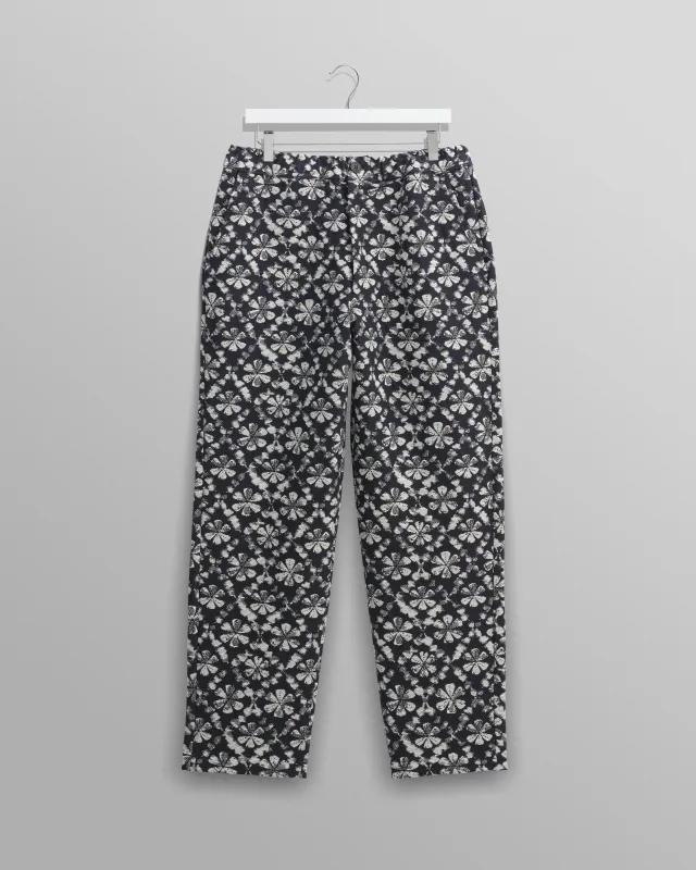 Kurt - Navy Flower Stamp Jacquard Trousers made by Wax London