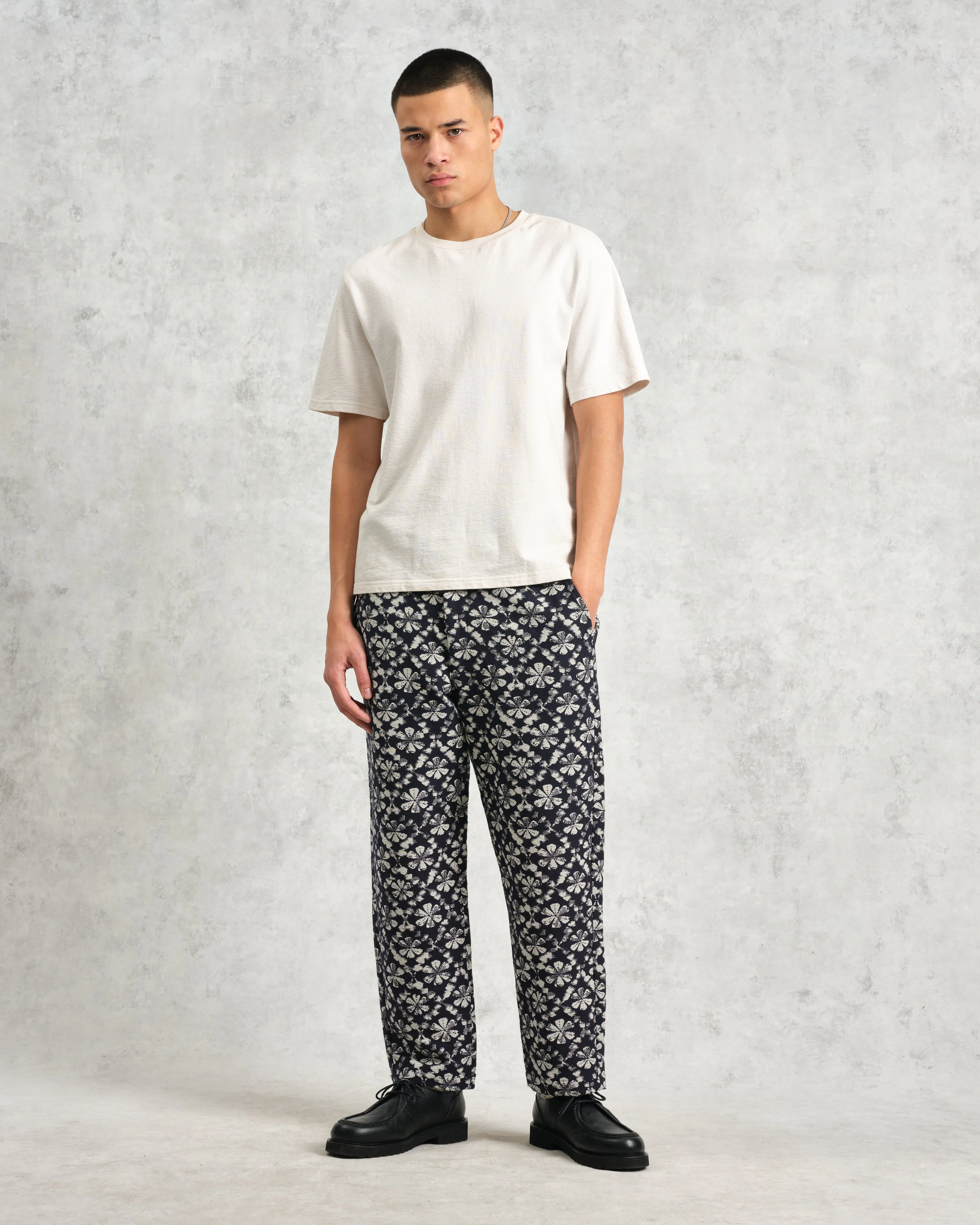 Kurt - Navy Flower Stamp Jacquard Trousers sold by Wax London product image thumbnail 2