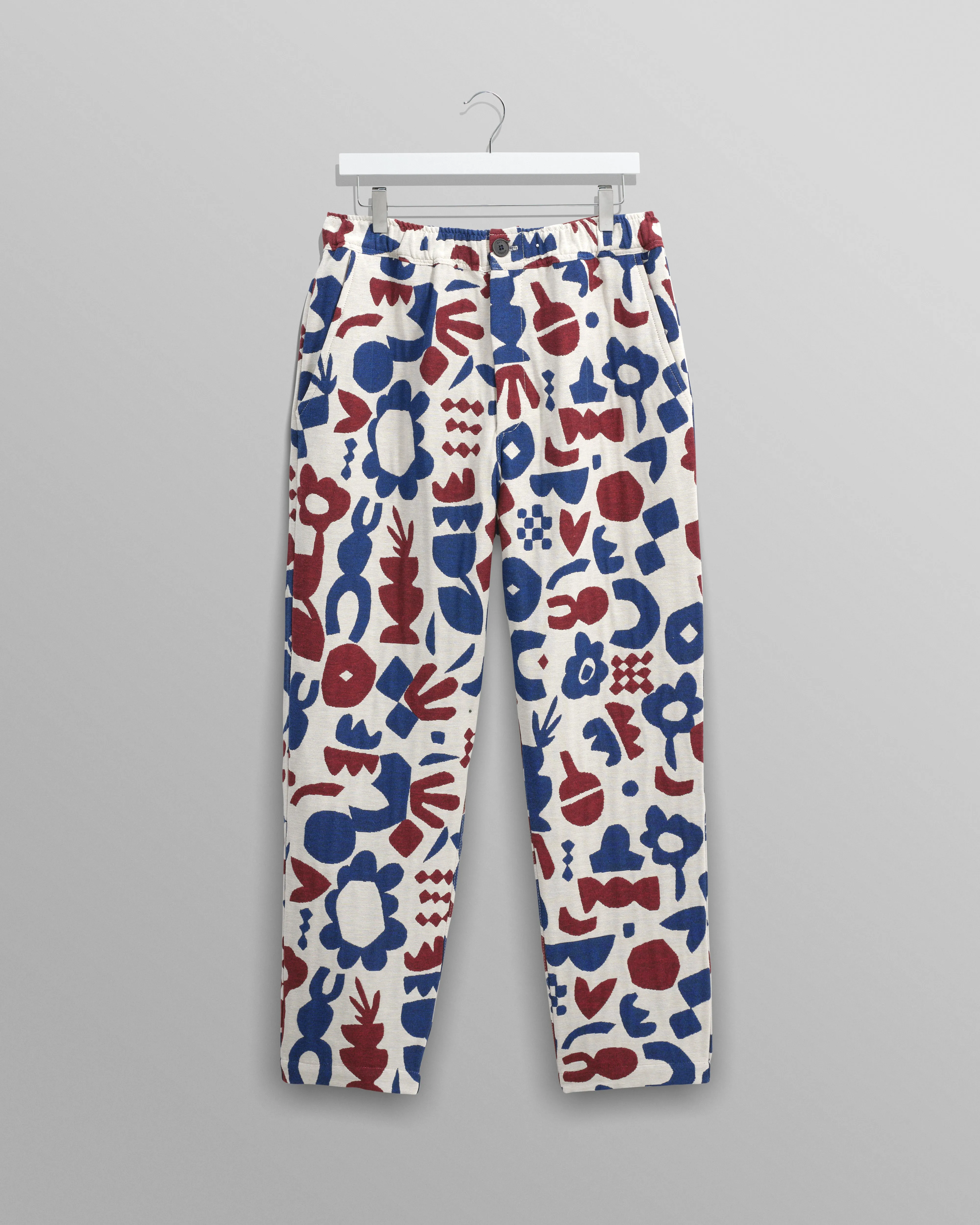Kurt - Red And Blue Spin Jacquard Trousers sold by Wax London