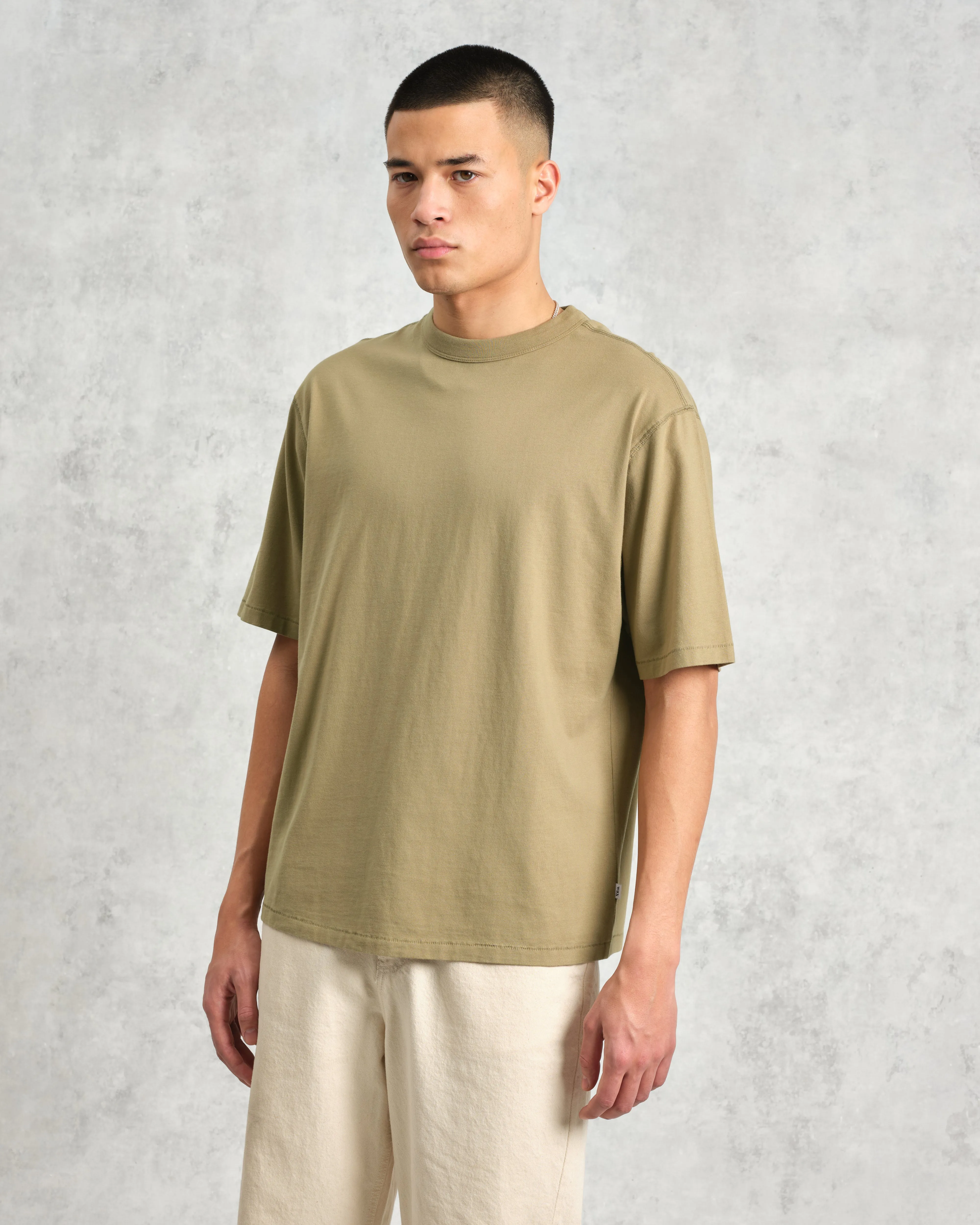 Milton - Khaki Green Organic Compact Cotton T-Shirt sold by Wax London product image thumbnail 2