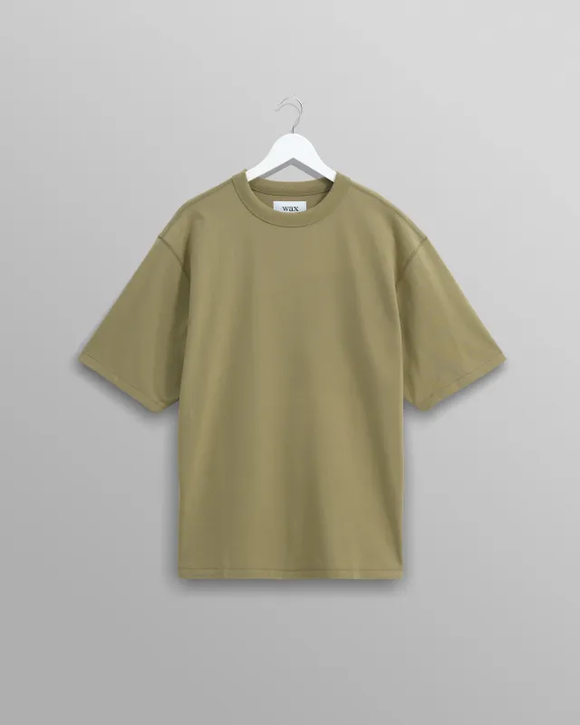 Milton - Khaki Green Organic Compact Cotton T-Shirt sold by Wax London