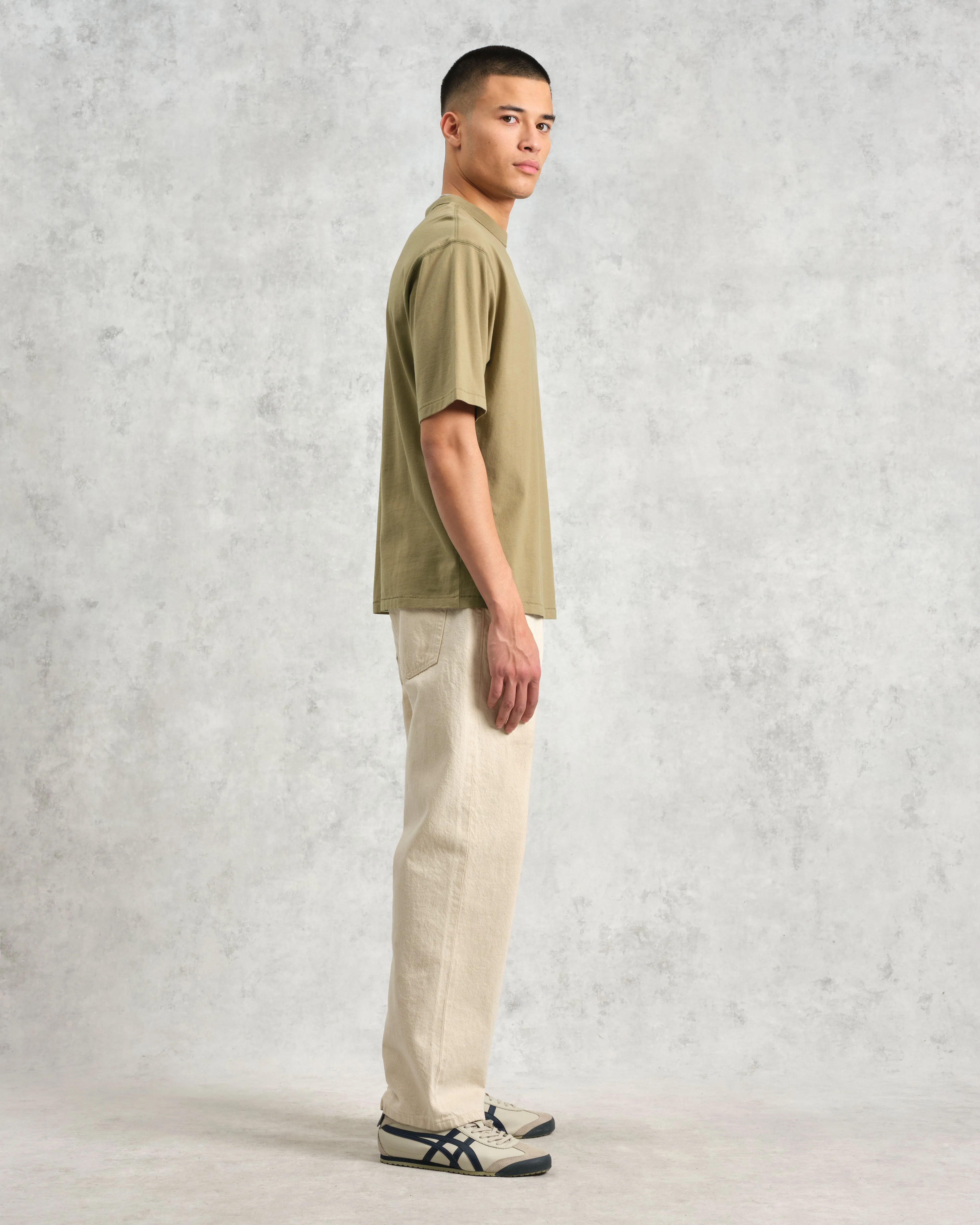 Milton - Khaki Green Organic Compact Cotton T-Shirt sold by Wax London product image thumbnail 5