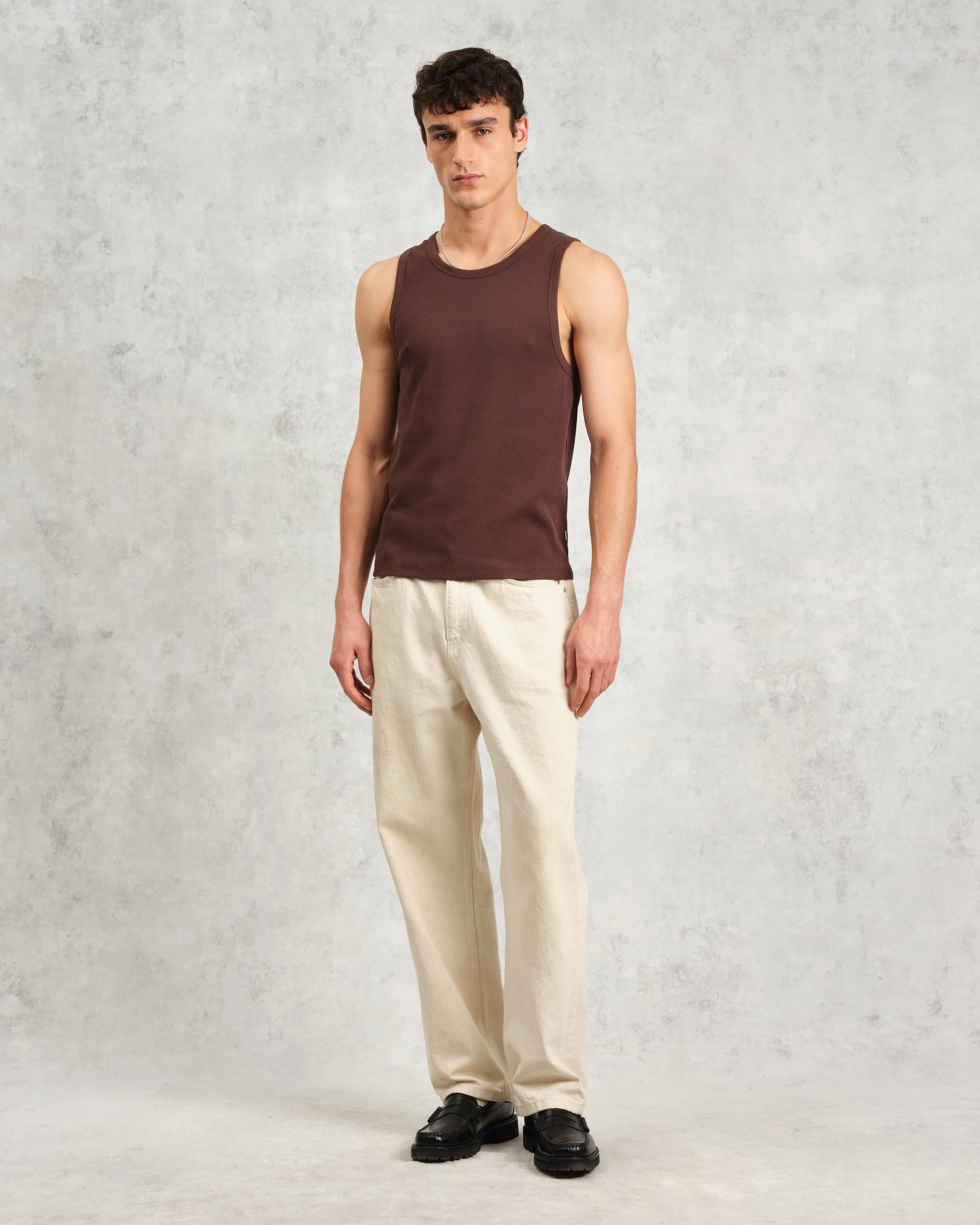 Montague - Brown Ribbed Organic Cotton Vest sold by Wax London product image thumbnail 4