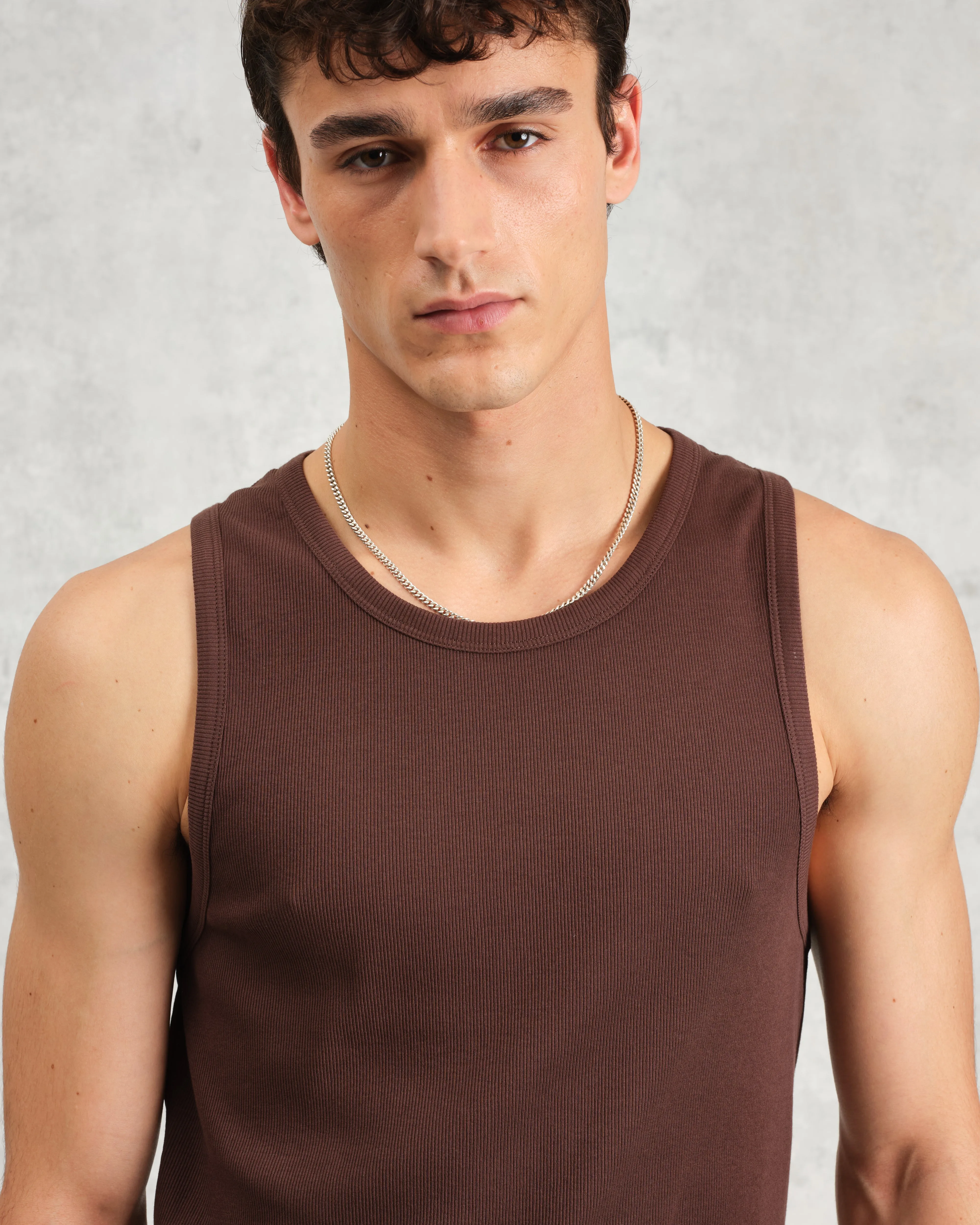 Montague - Brown Ribbed Organic Cotton Vest sold by Wax London product image thumbnail 3