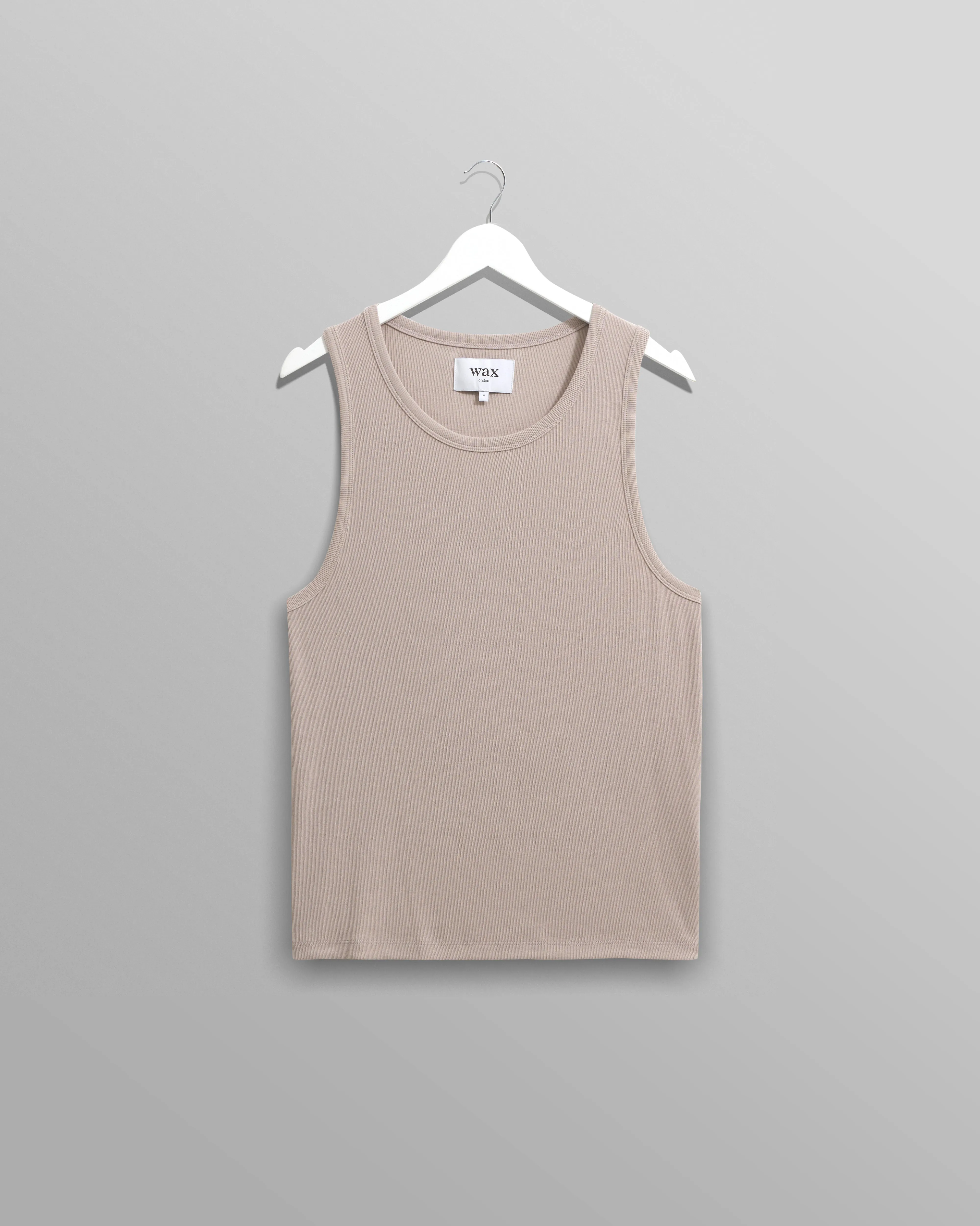 Montague - Taupe Grey Ribbed Organic Cotton Vest sold by Wax London