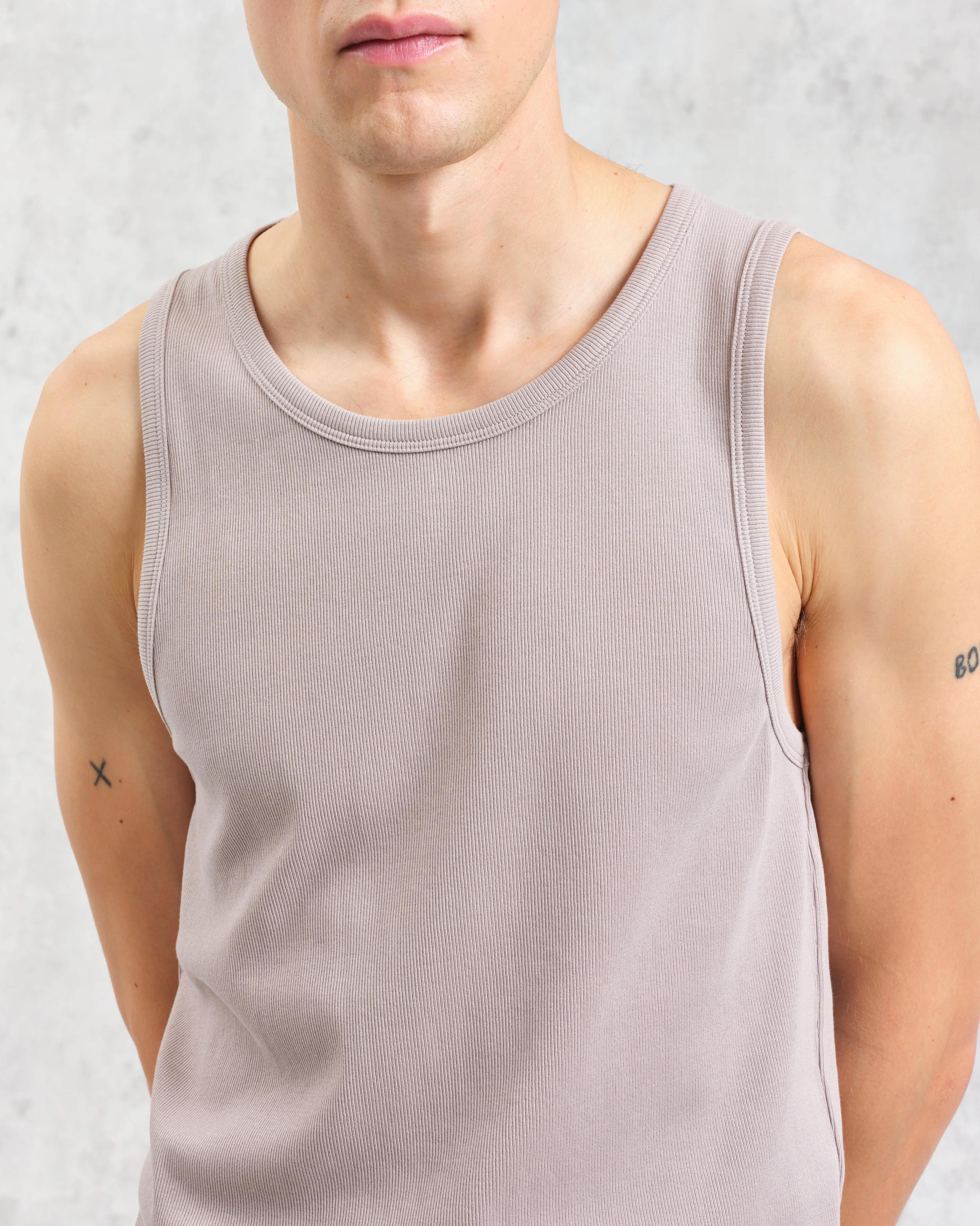 Montague - Taupe Grey Ribbed Organic Cotton Vest sold by Wax London product image thumbnail 3