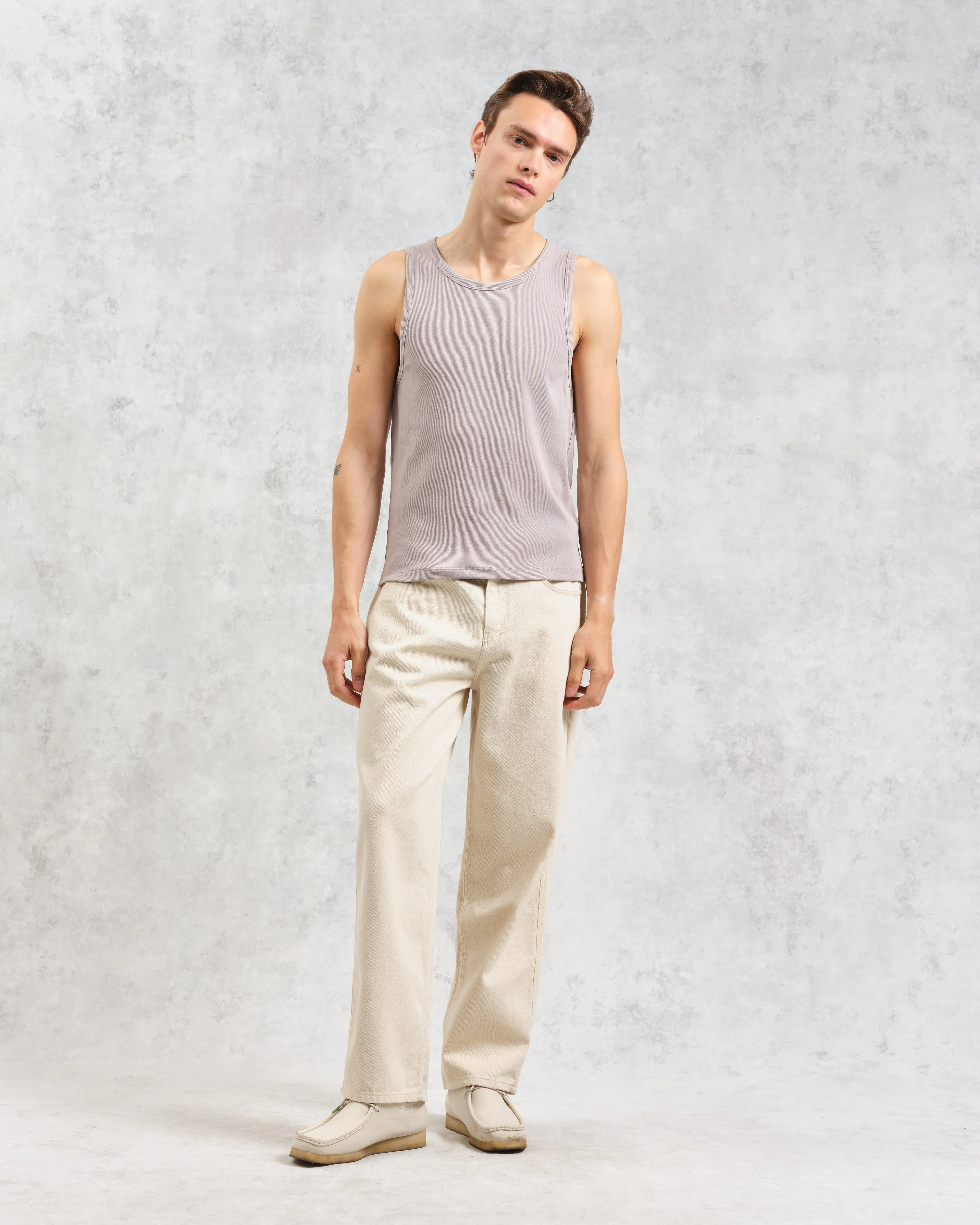 Montague - Taupe Grey Ribbed Organic Cotton Vest sold by Wax London product image thumbnail 4
