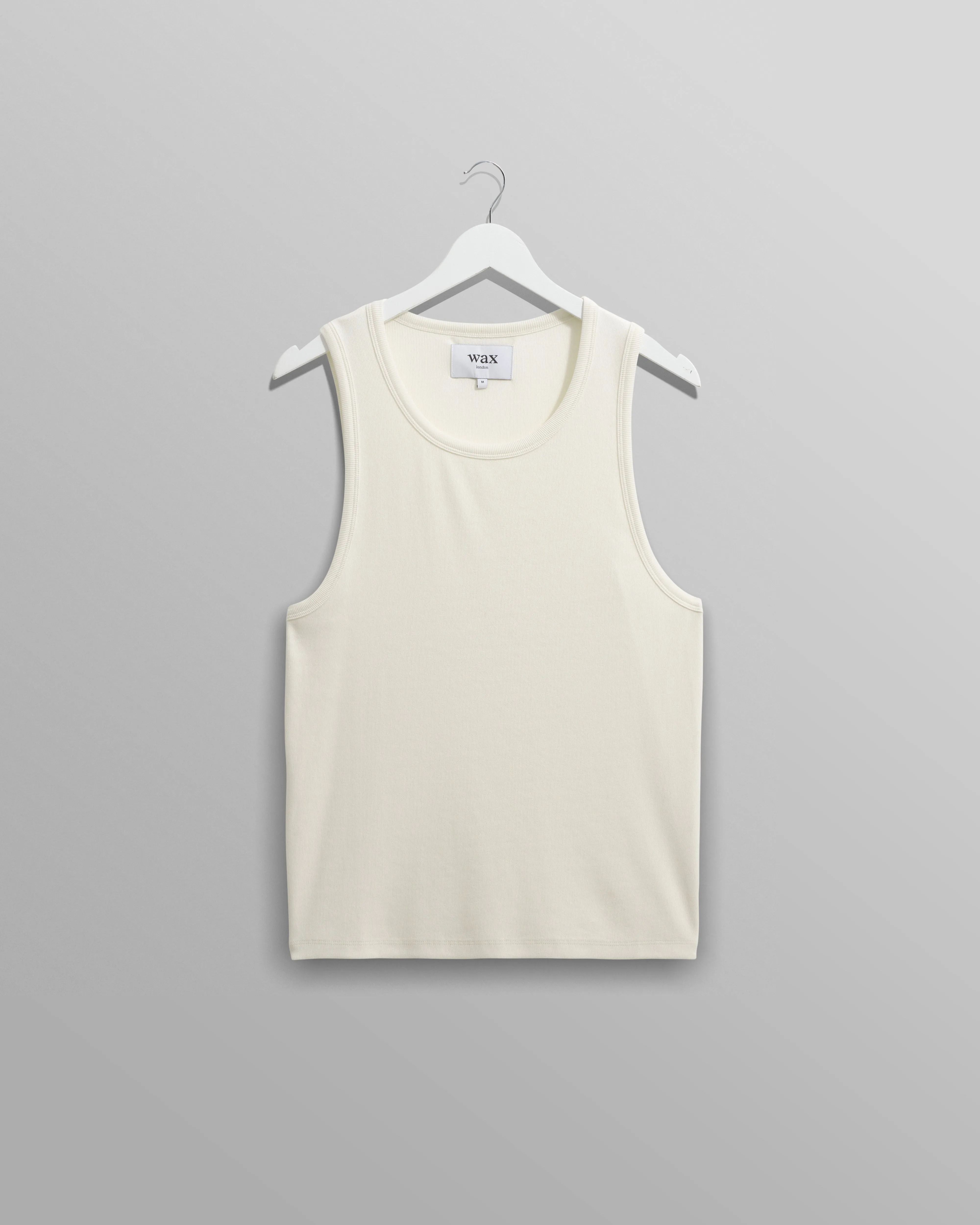 Montague - Ecru Ribbed Organic Cotton Vest sold by Wax London