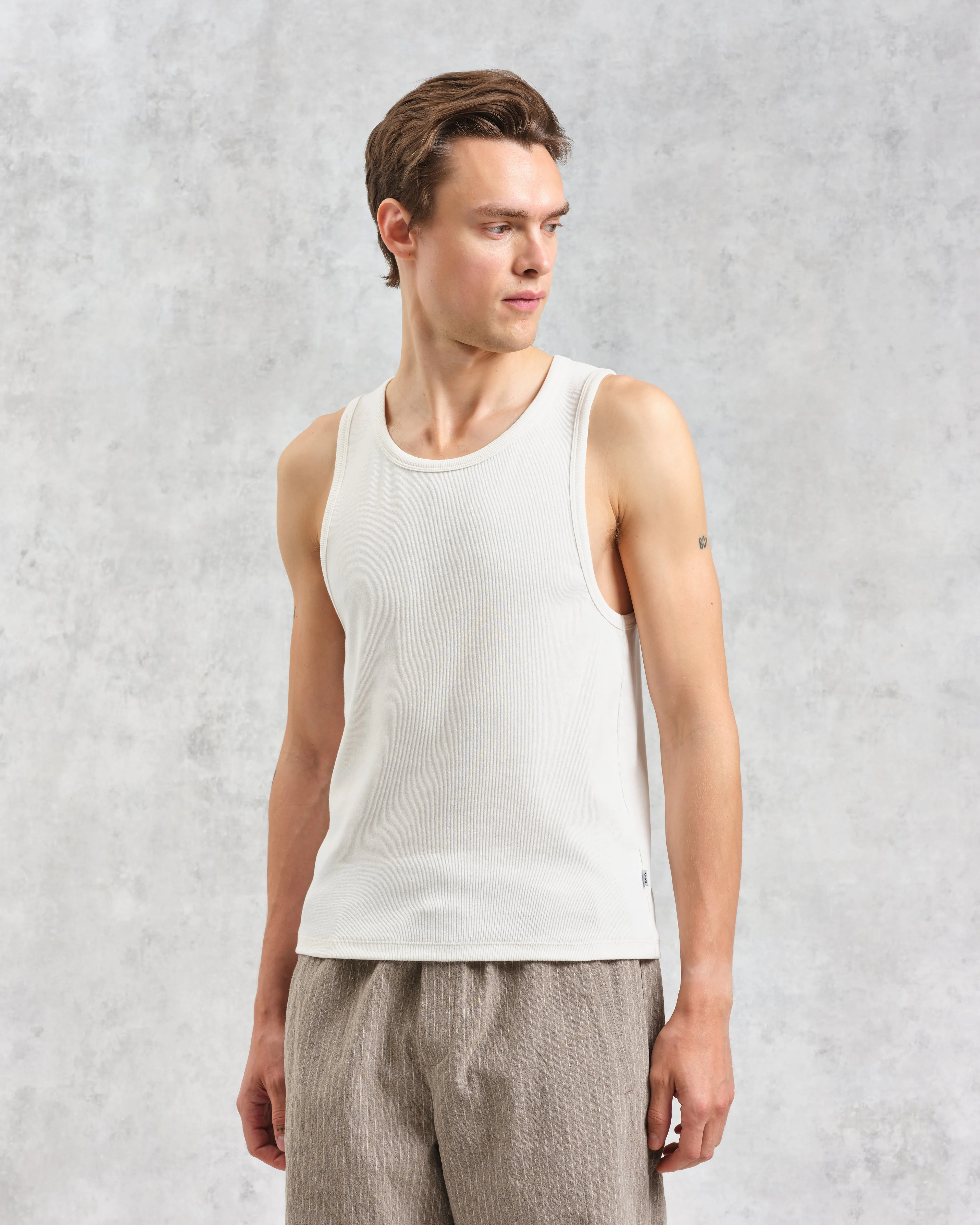 Montague - Ecru Ribbed Organic Cotton Vest sold by Wax London product image thumbnail 2