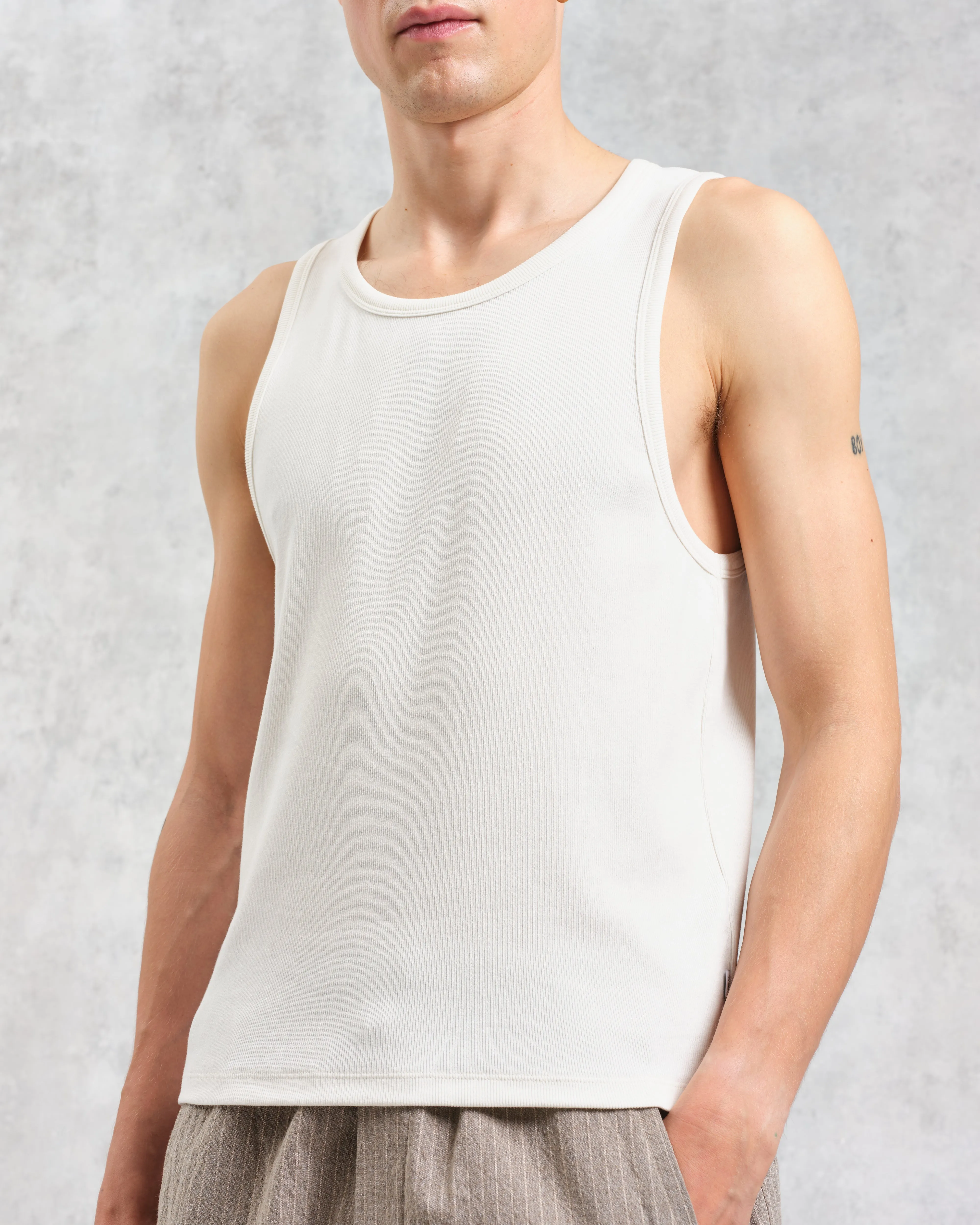 Montague - Ecru Ribbed Organic Cotton Vest sold by Wax London product image thumbnail 3