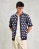 Porto - Navy Splash Crochet Knitted Polo Shirt sold by Wax London