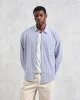 Rove - Blue Striped Cotton Seersucker Shirt sold by Wax London