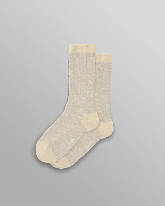 Land - Beige Slub Cotton Socks sold by Wax London