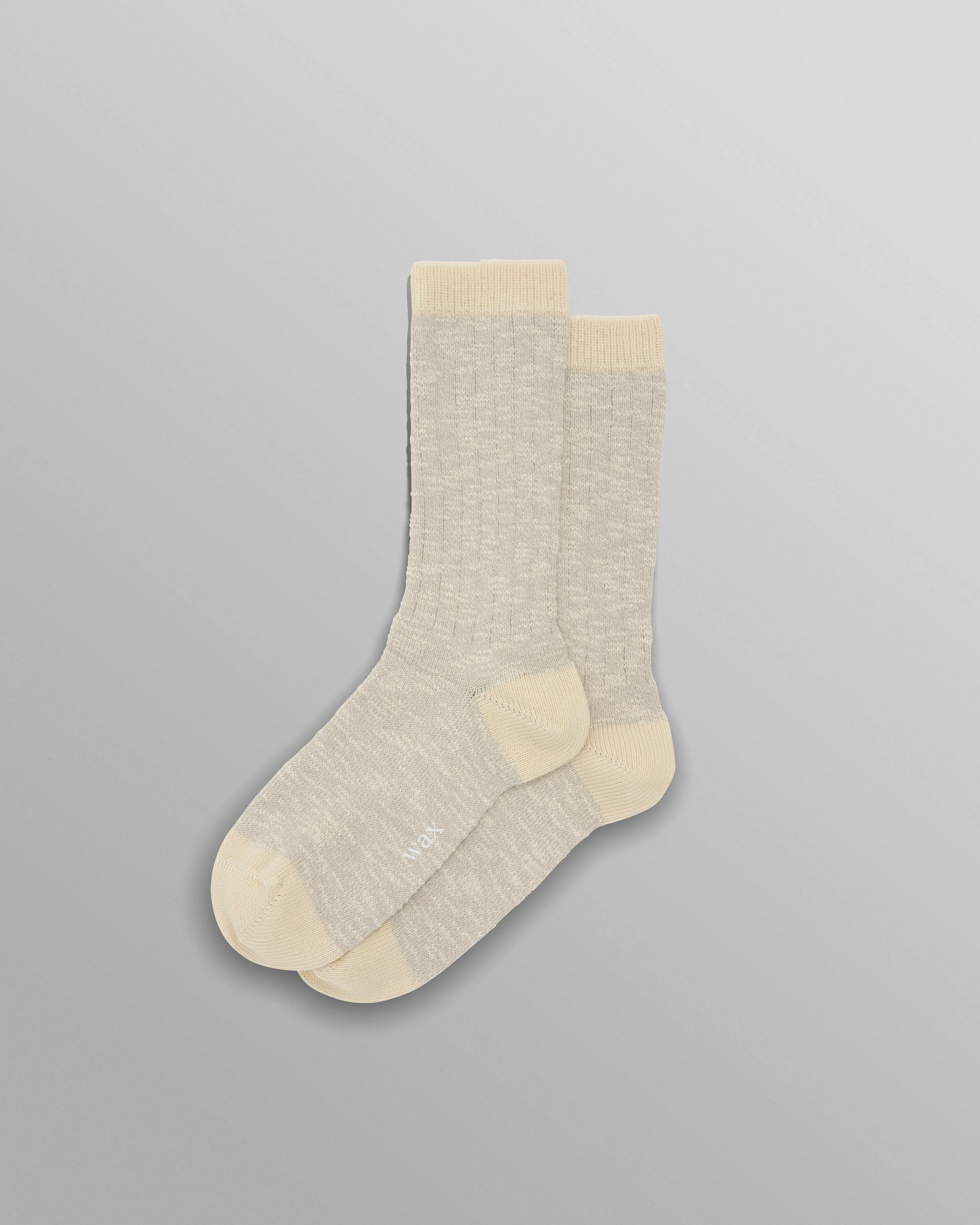 Land - Beige Slub Cotton Socks sold by Wax London