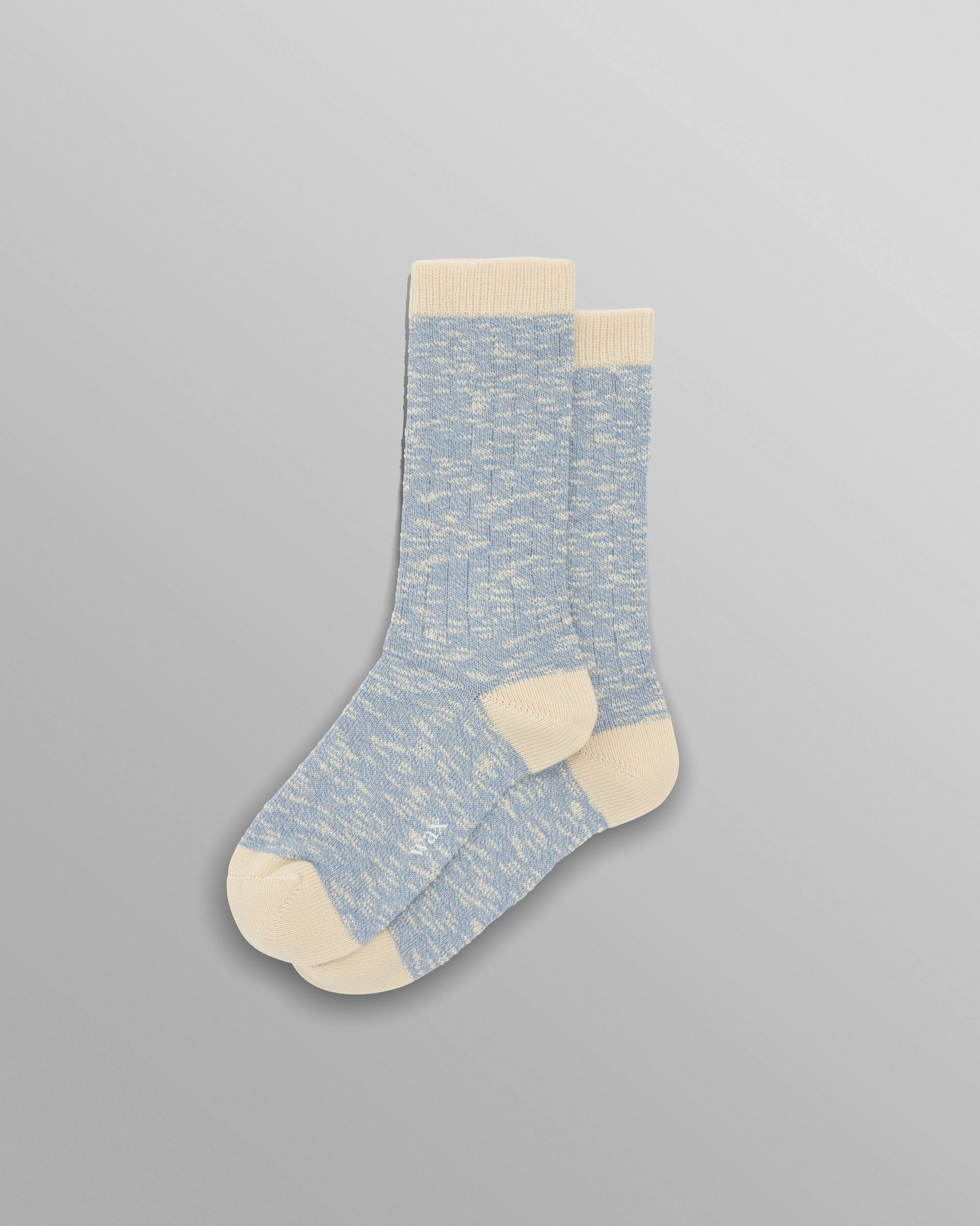 Land - Pale Blue Slub Cotton Socks sold by Wax London