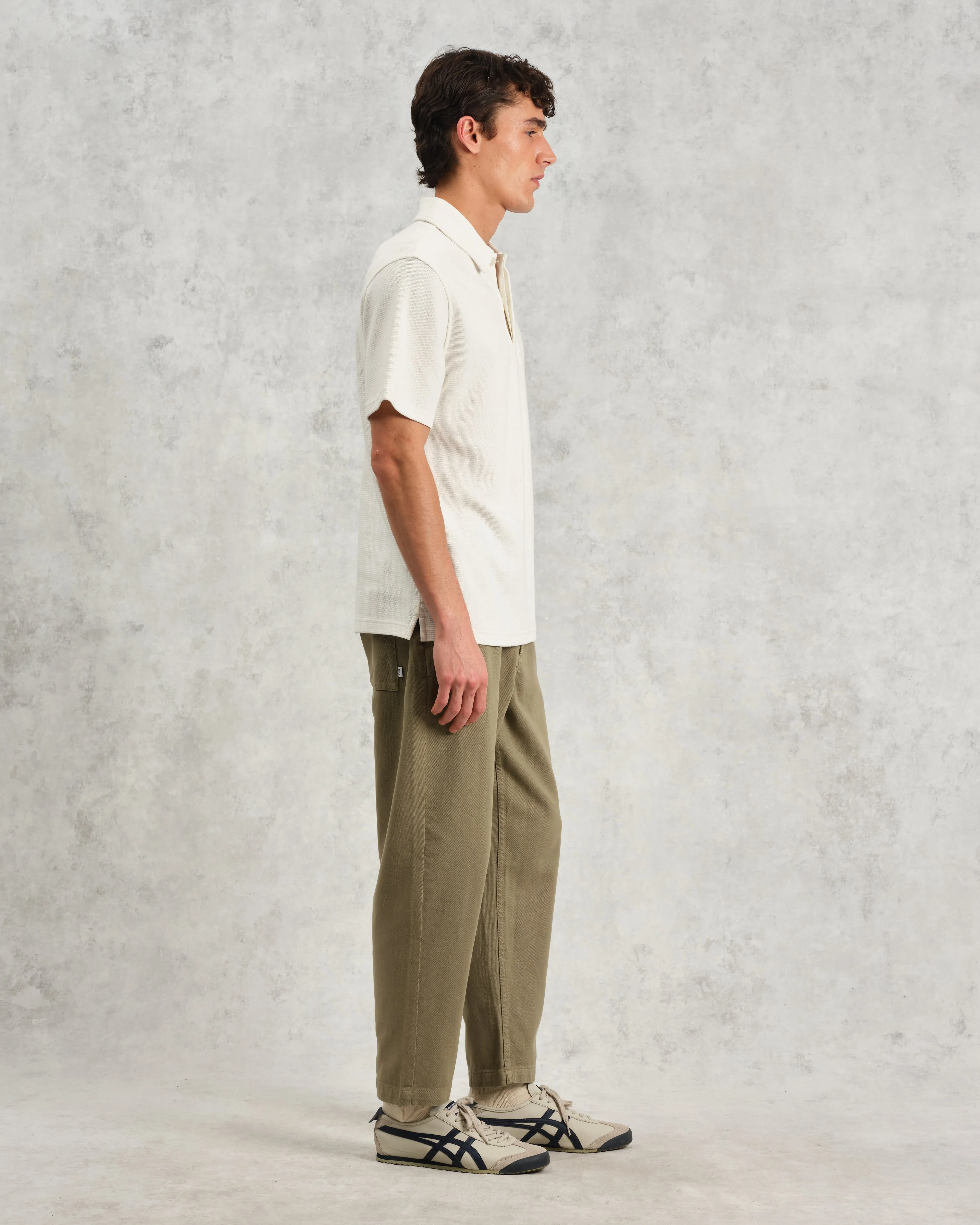 Shore - Ecru Textured Organic Cotton Polo Shirt sold by Wax London product image thumbnail 5