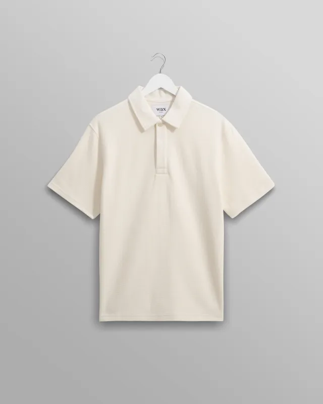 Shore - Ecru Textured Organic Cotton Polo Shirt made by Wax London