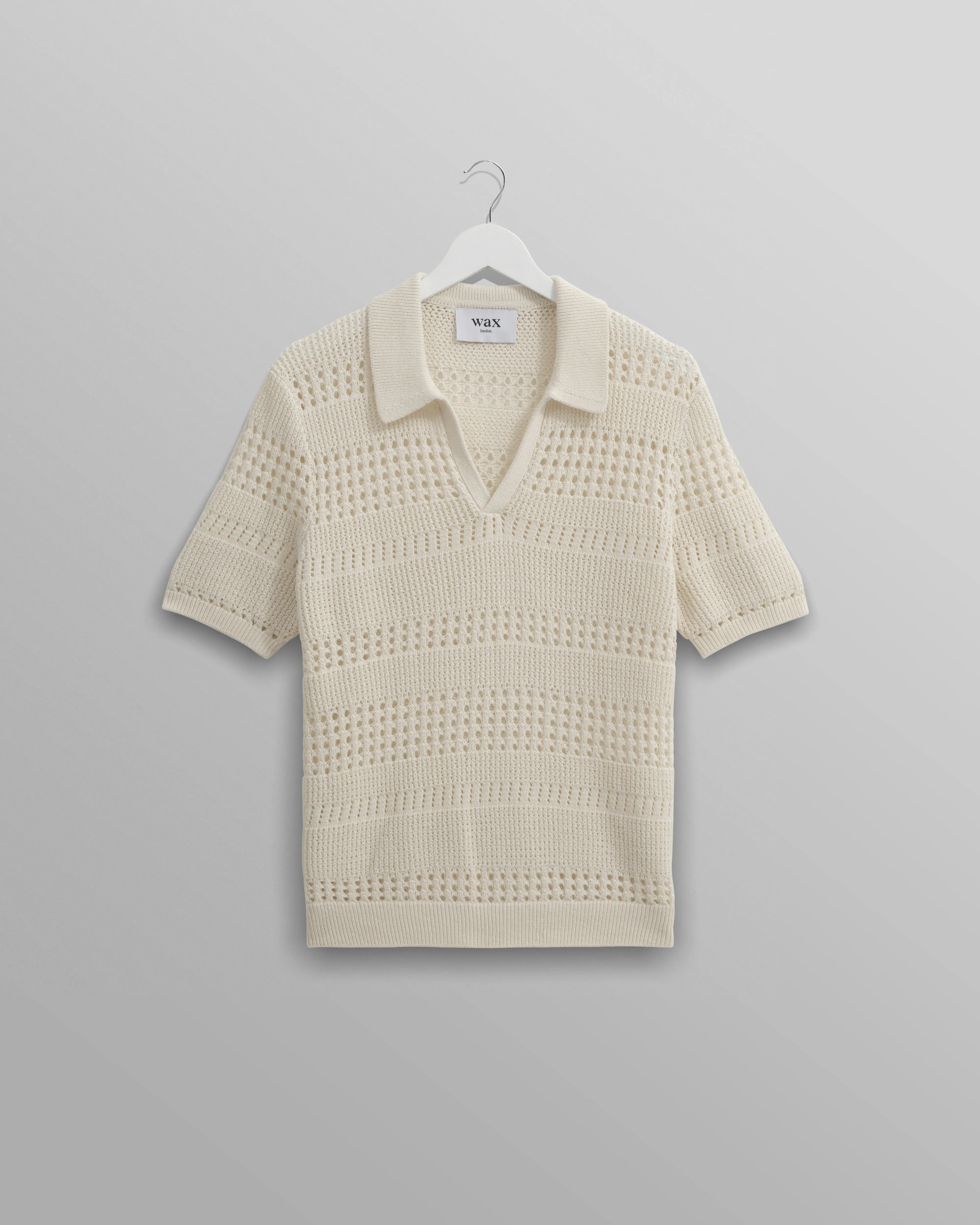 Siena - Ecru Pointelle Knitted Polo sold by Wax London