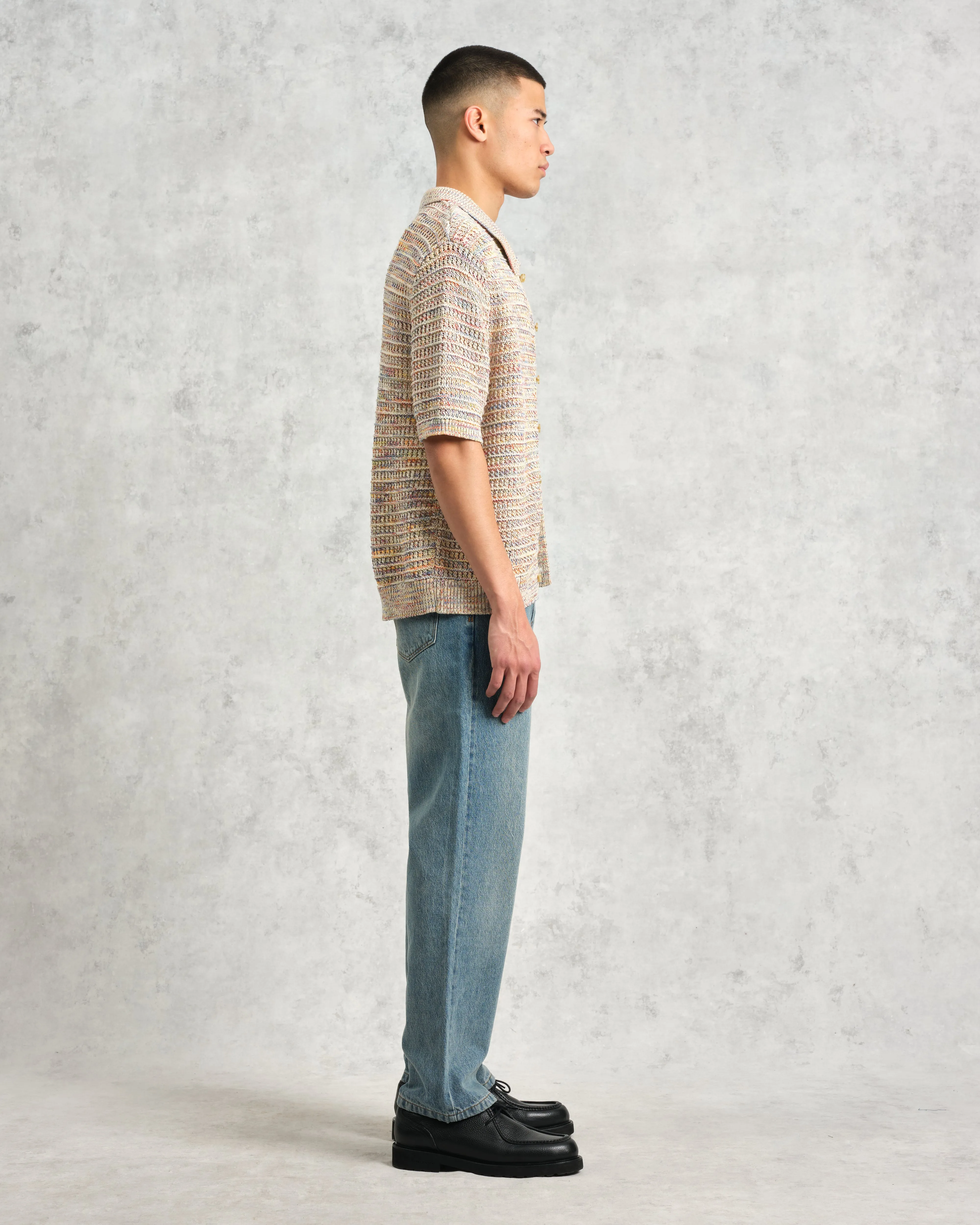 Tellaro - Multicolour Twist Knitted Cotton Polo Shirt sold by Wax London product image thumbnail 5