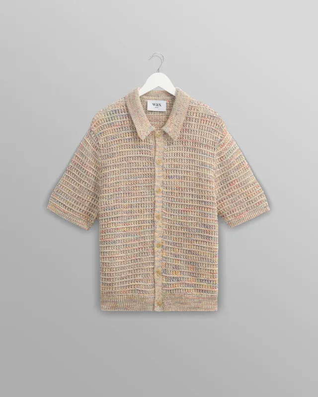 Tellaro - Multicolour Twist Knitted Cotton Polo Shirt made by Wax London