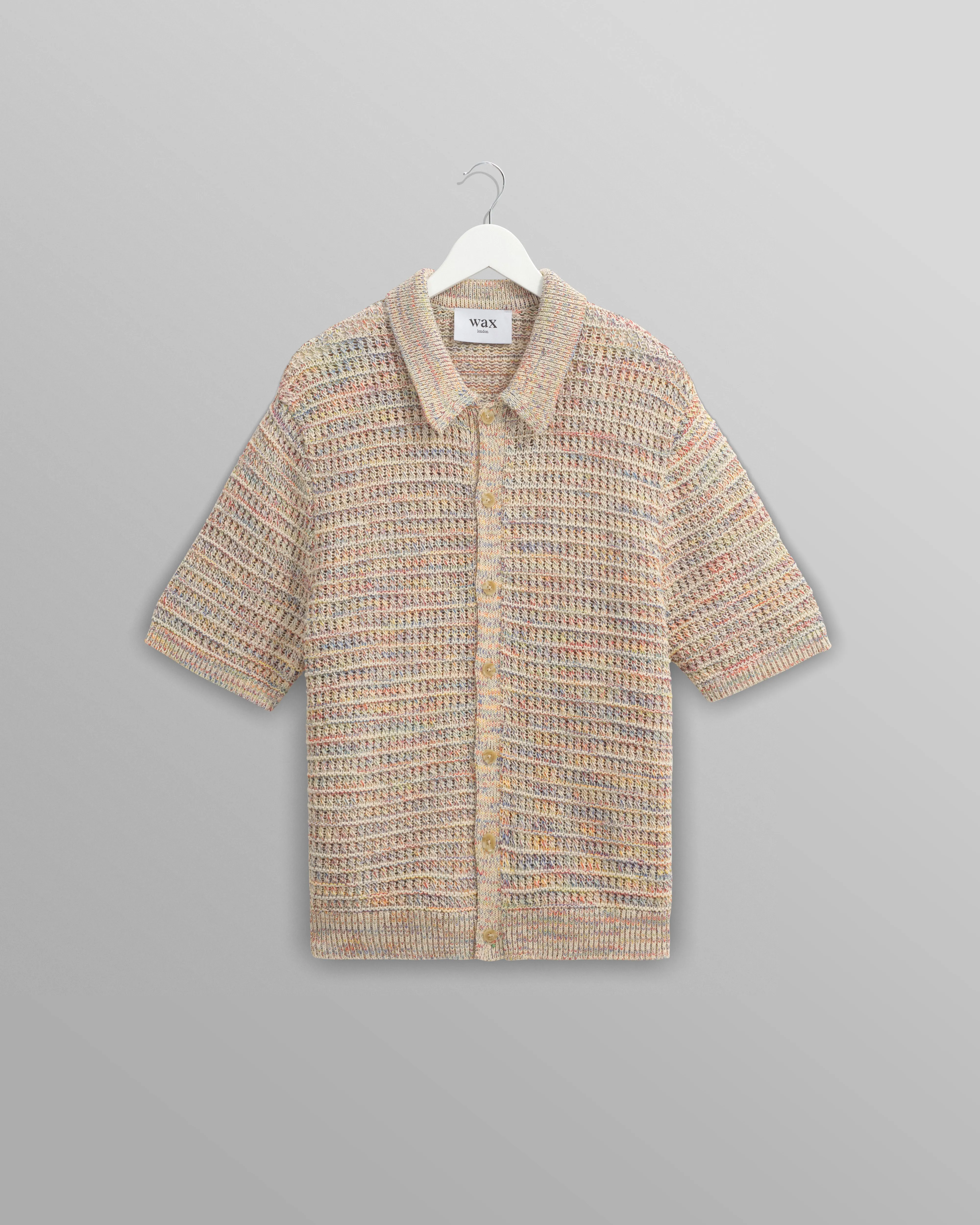 Tellaro - Multicolour Twist Knitted Cotton Polo Shirt sold by Wax London