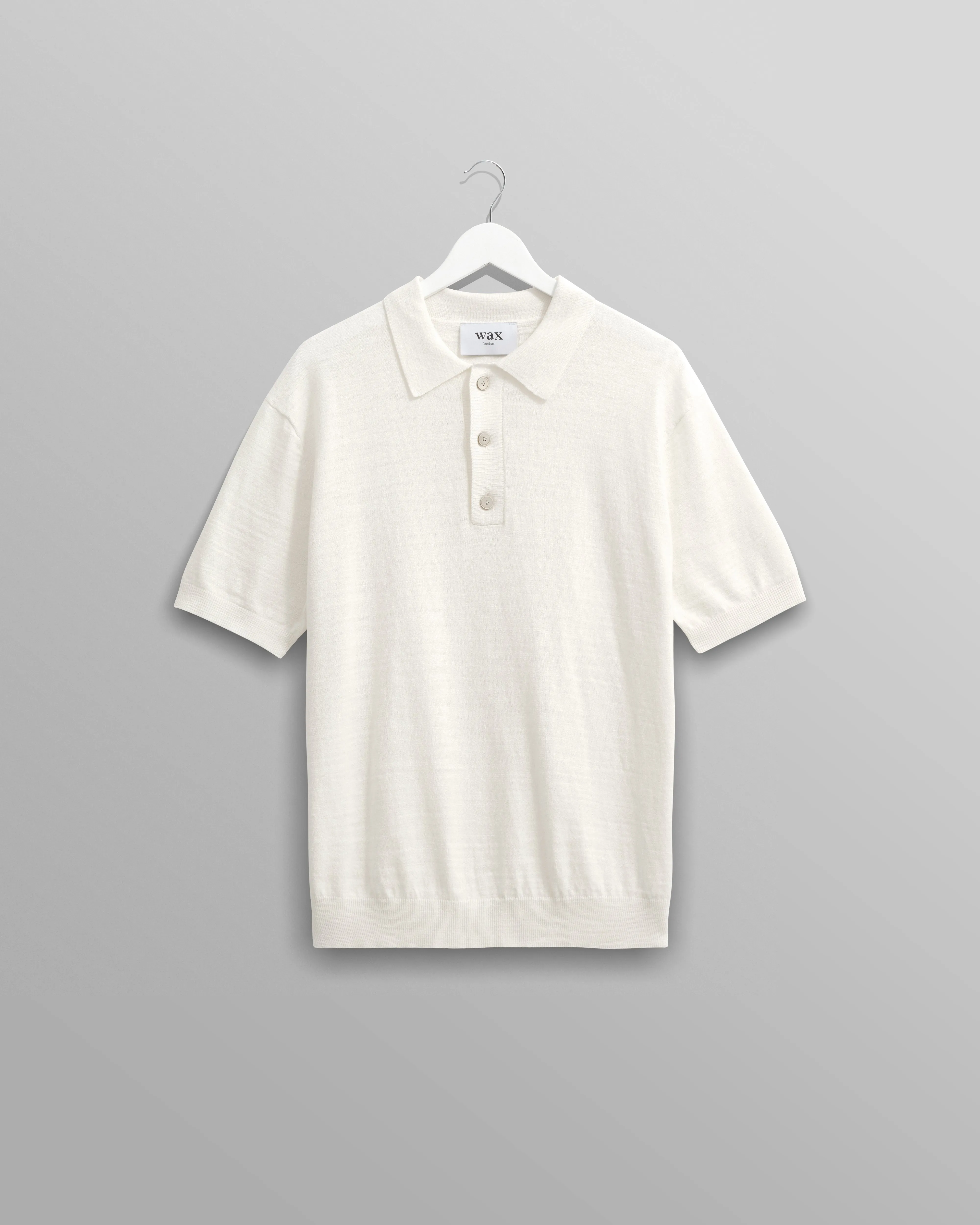Turin - Ecru Slub Knitted Cotton-Linen Polo sold by Wax London