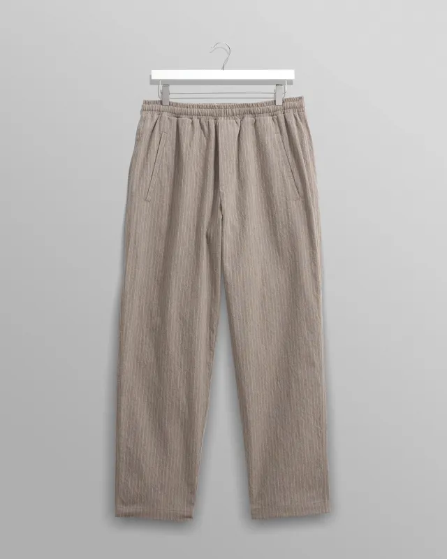 Tyne - Natural Chalk Stripe Trousers sold by Wax London