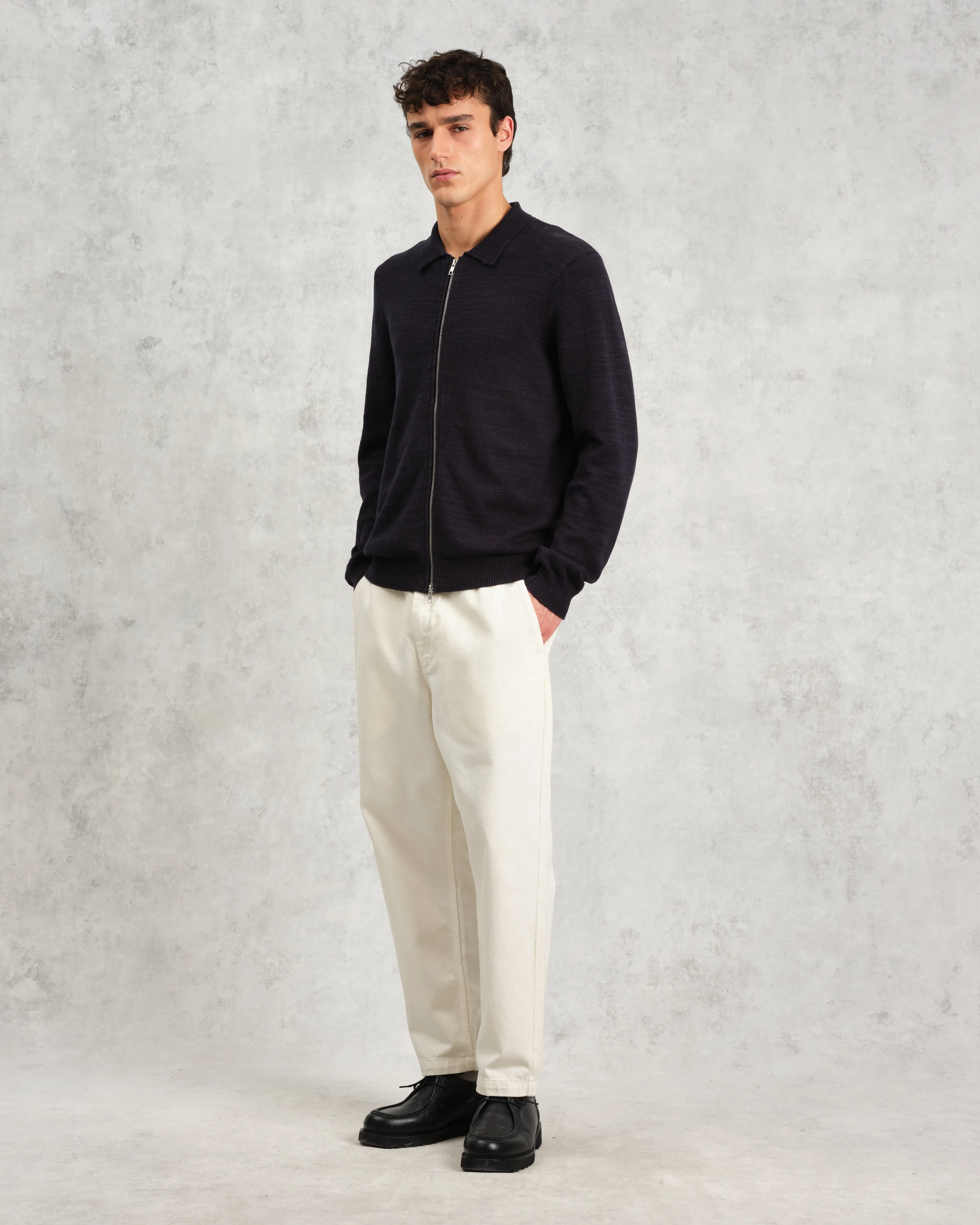 Wayfarer - Navy Slub Cotton-Linen Cardigan sold by Wax London product image thumbnail 4