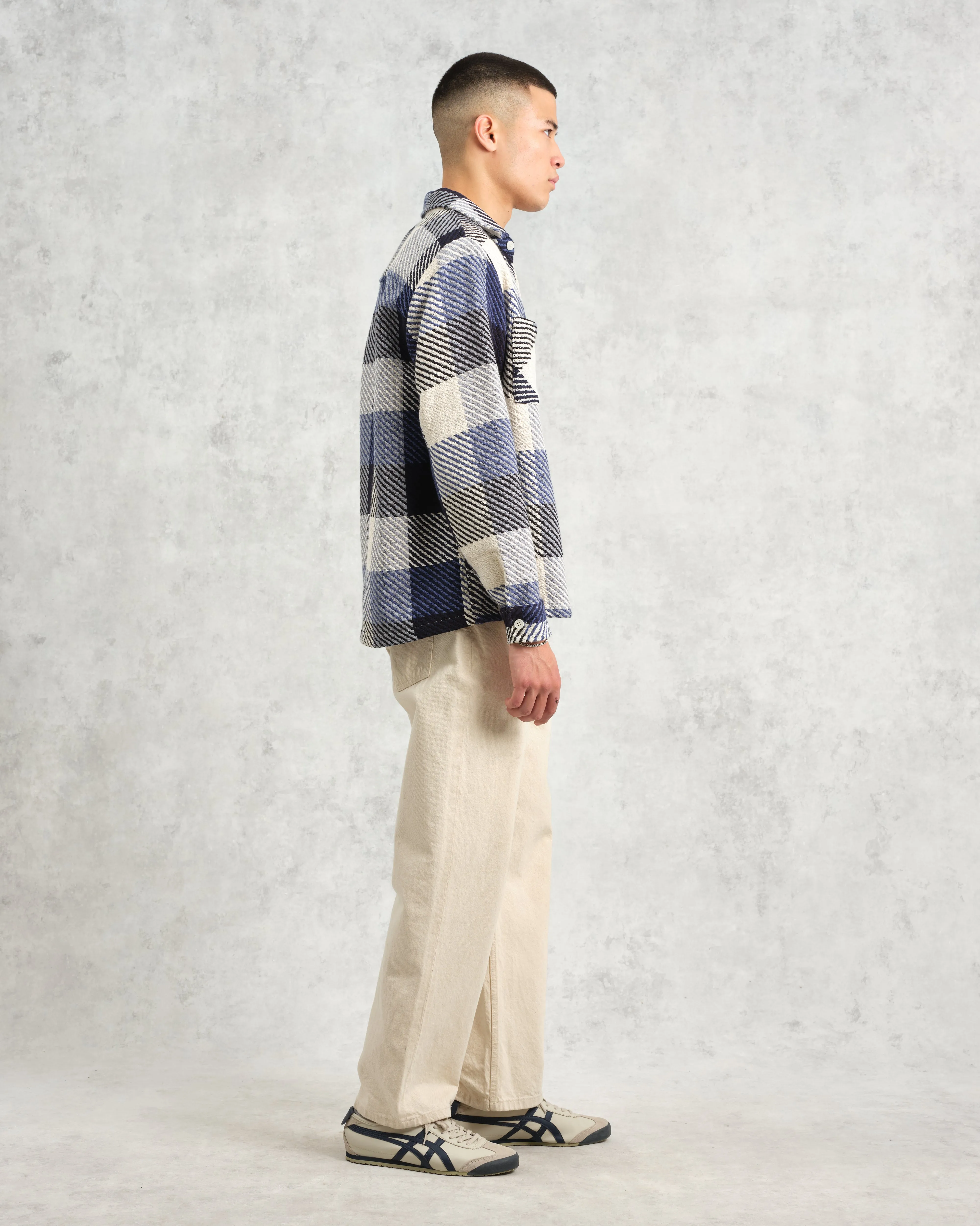 Whiting - Navy And Ecru Block Check Overshirt sold by Wax London product image thumbnail 5