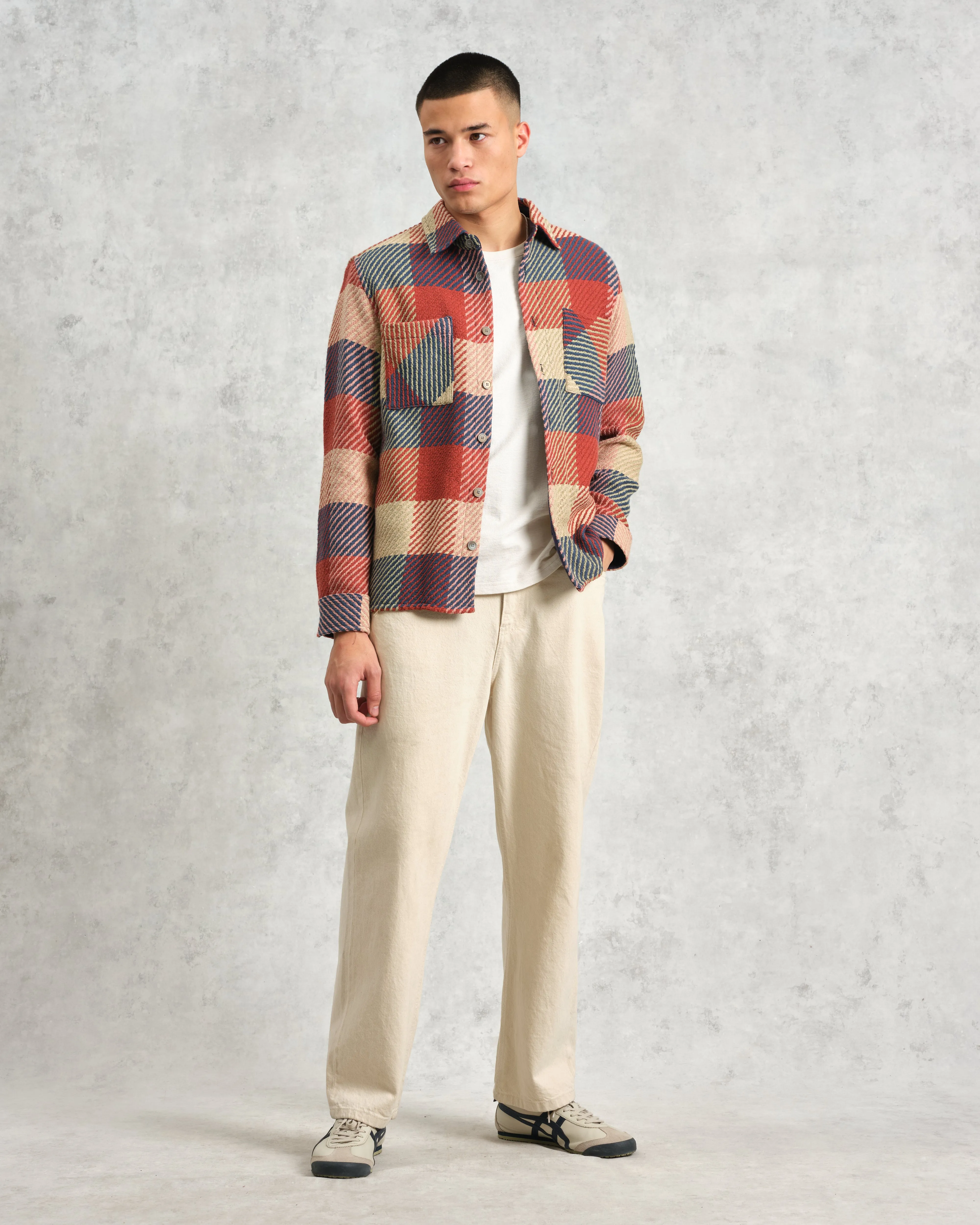 Whiting - Red And Multicolour Block Check Overshirt sold by Wax London product image thumbnail 4