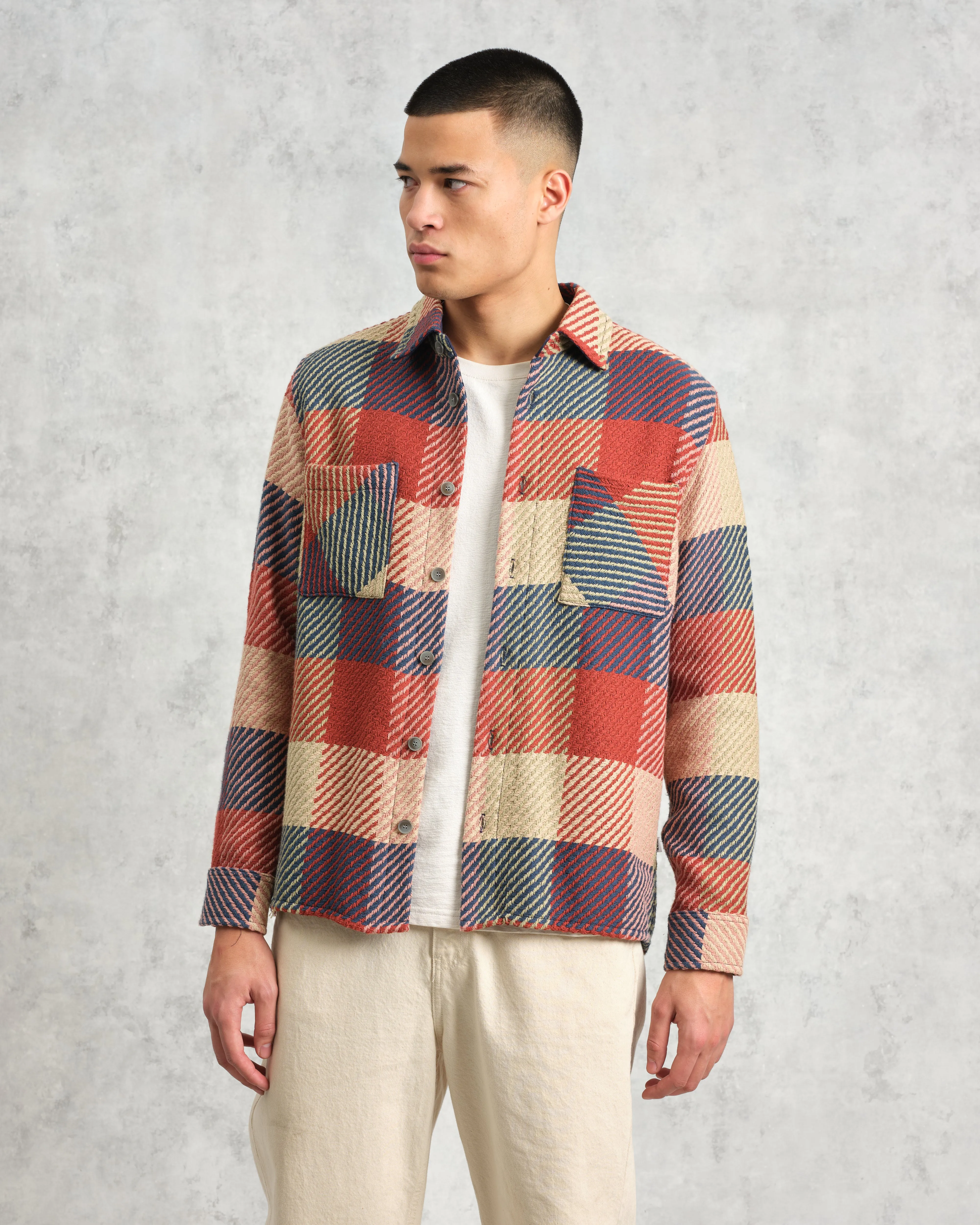 Whiting - Red And Multicolour Block Check Overshirt sold by Wax London product image thumbnail 2
