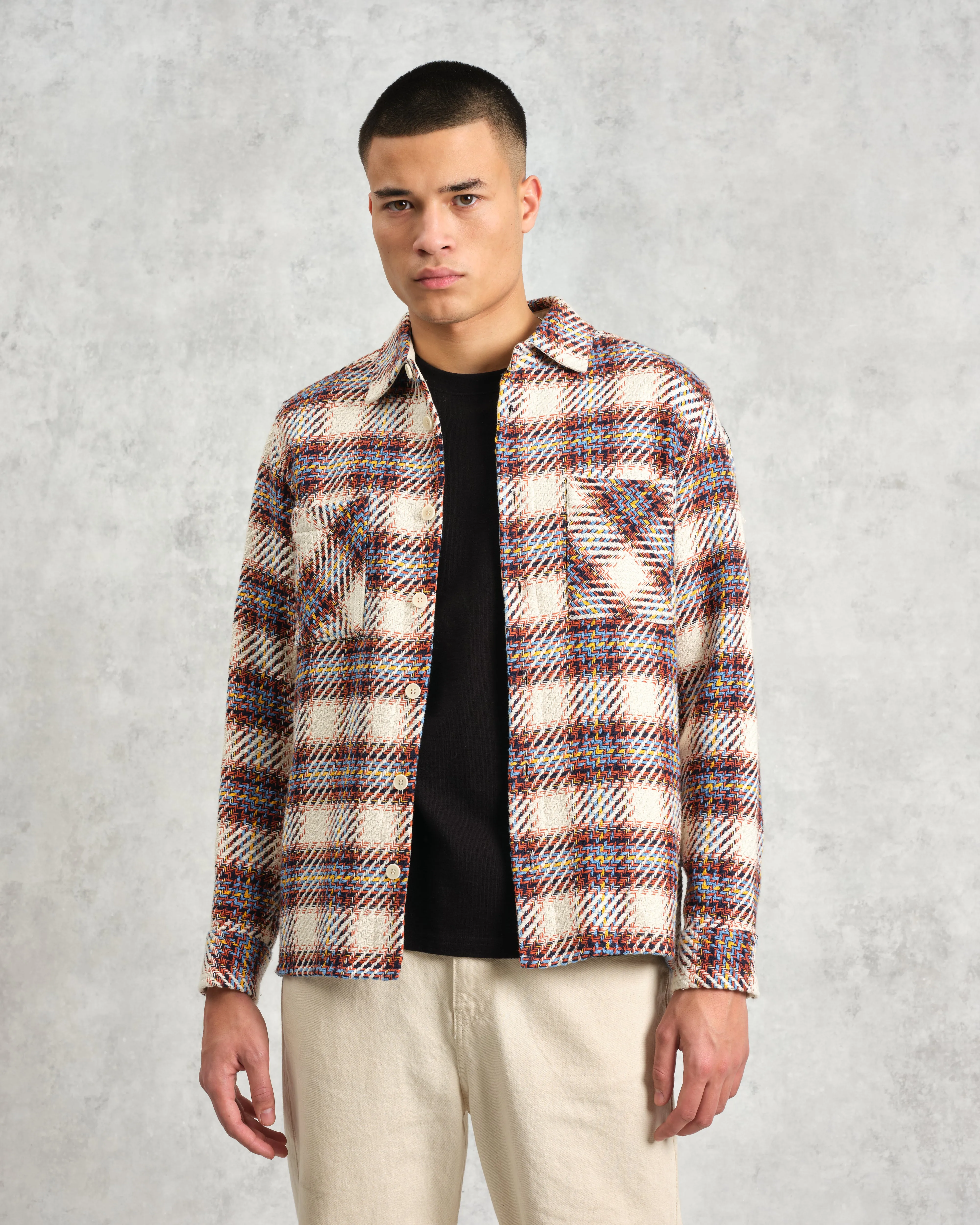 Whiting - Ecru And Multicolour Hutton Check Overshirt sold by Wax London product image thumbnail 2
