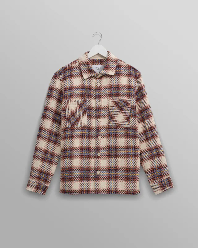 Whiting - Ecru And Multicolour Hutton Check Overshirt made by Wax London