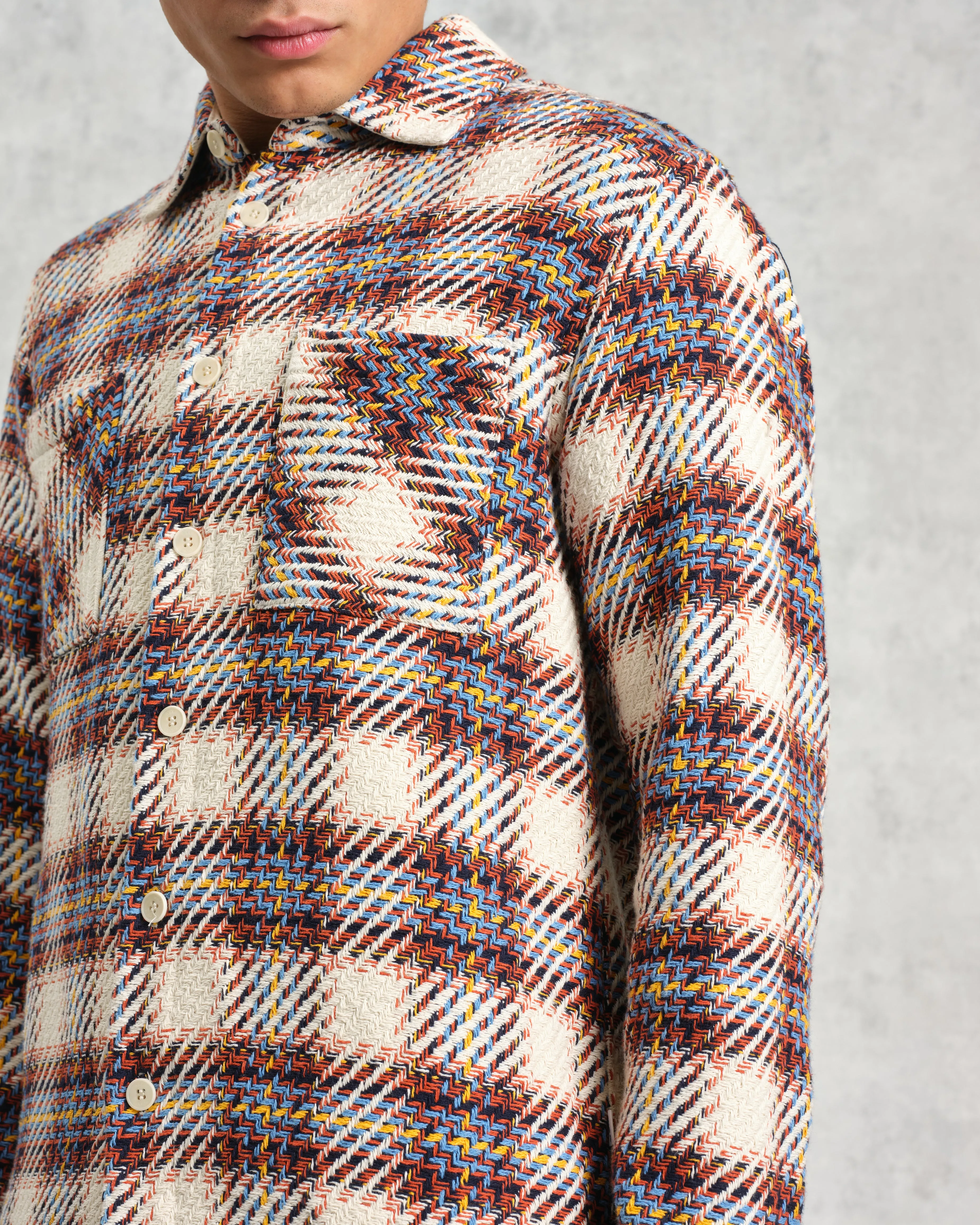 Whiting - Ecru And Multicolour Hutton Check Overshirt sold by Wax London product image thumbnail 3