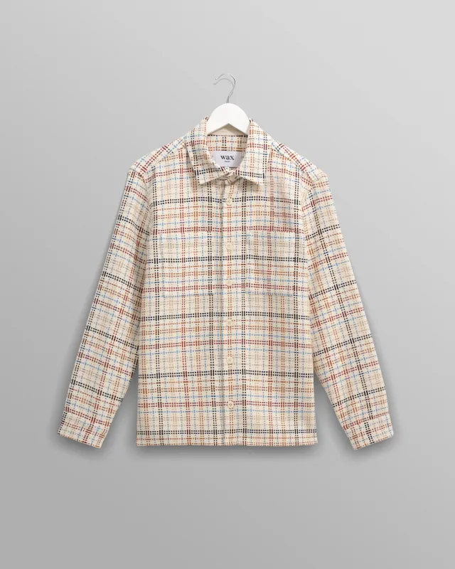 Whiting - Ecru And Multicolour Yard Check Overshirt sold by Wax London