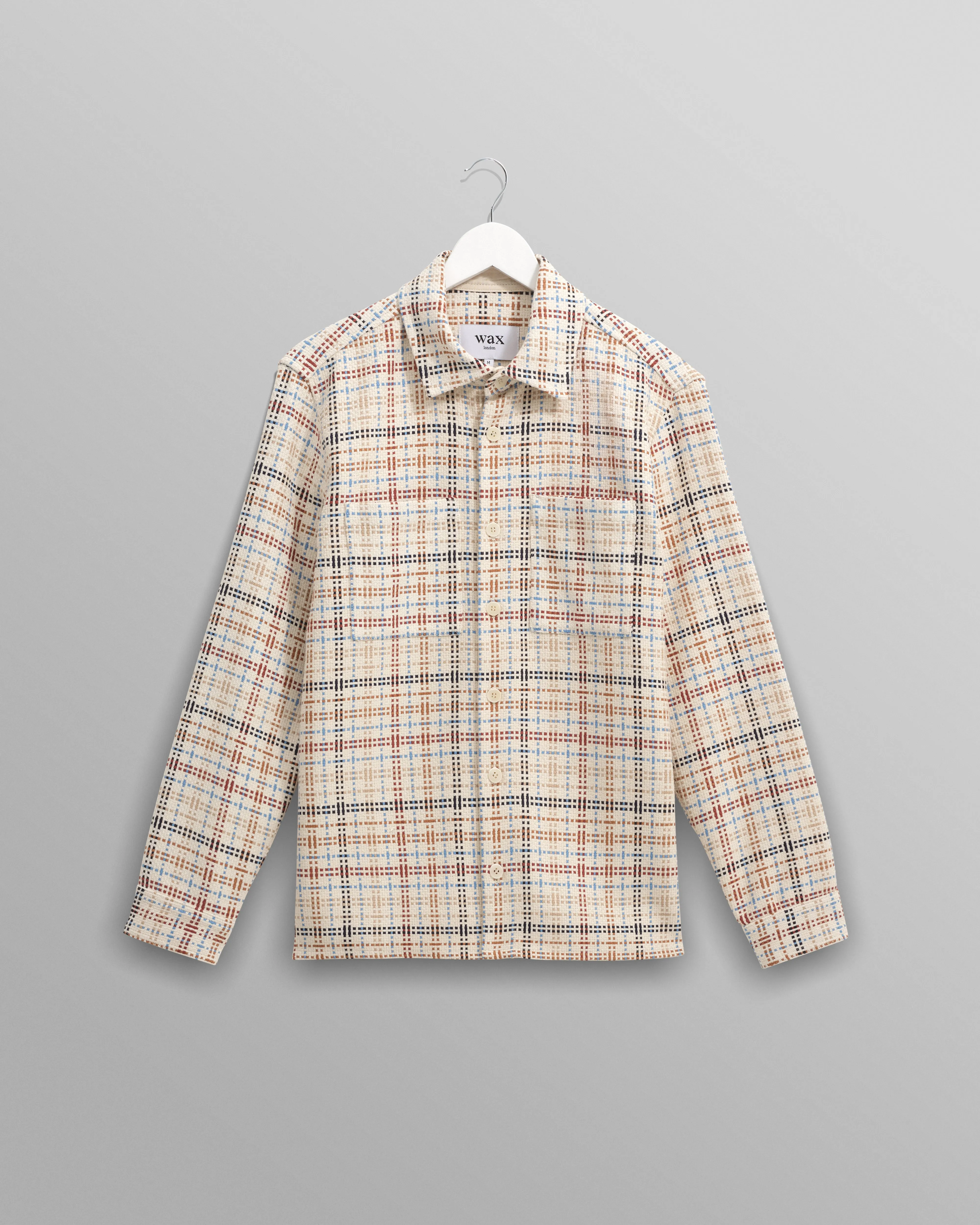 Whiting - Ecru And Multicolour Yard Check Overshirt sold by Wax London