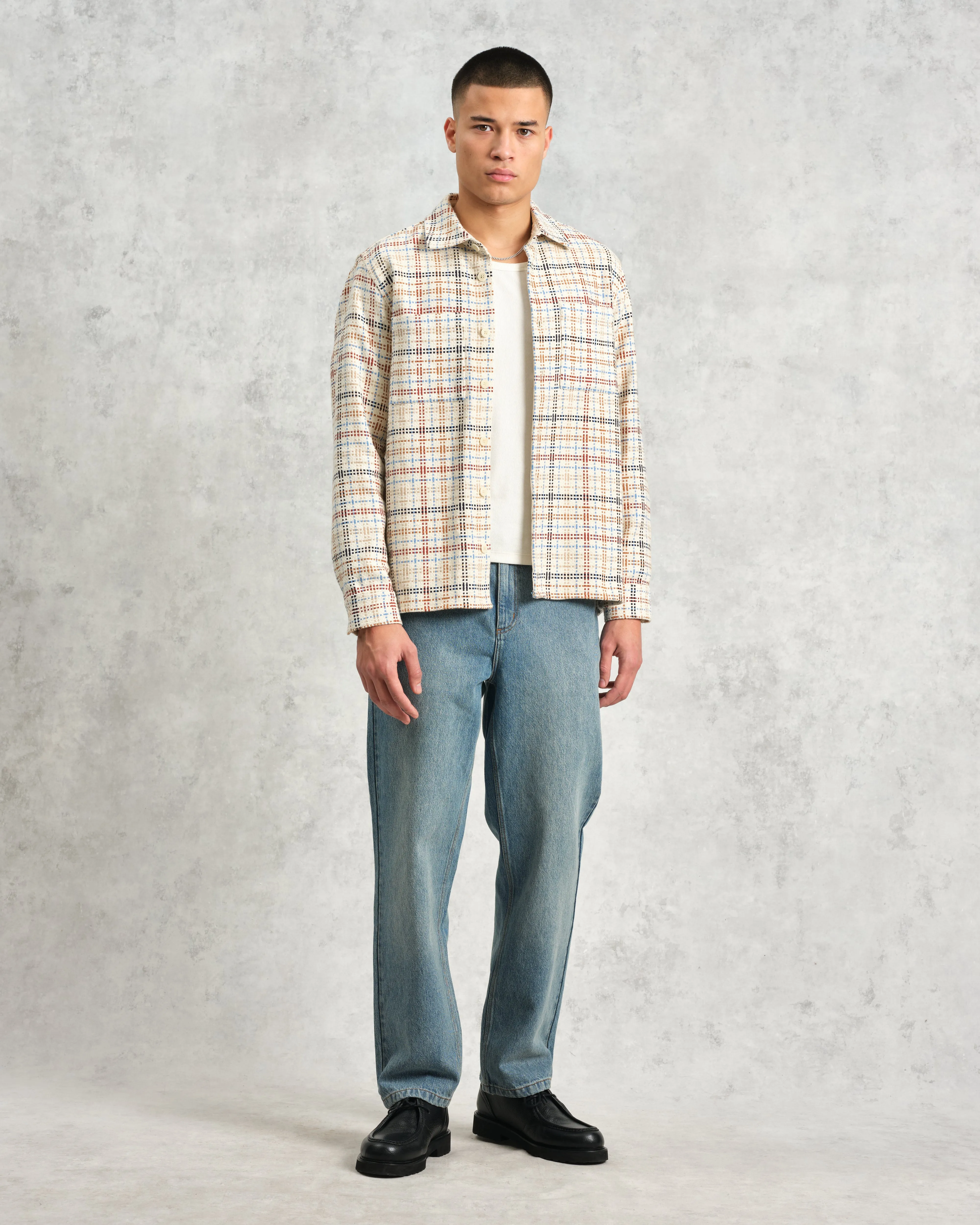 Whiting - Ecru And Multicolour Yard Check Overshirt sold by Wax London product image thumbnail 4