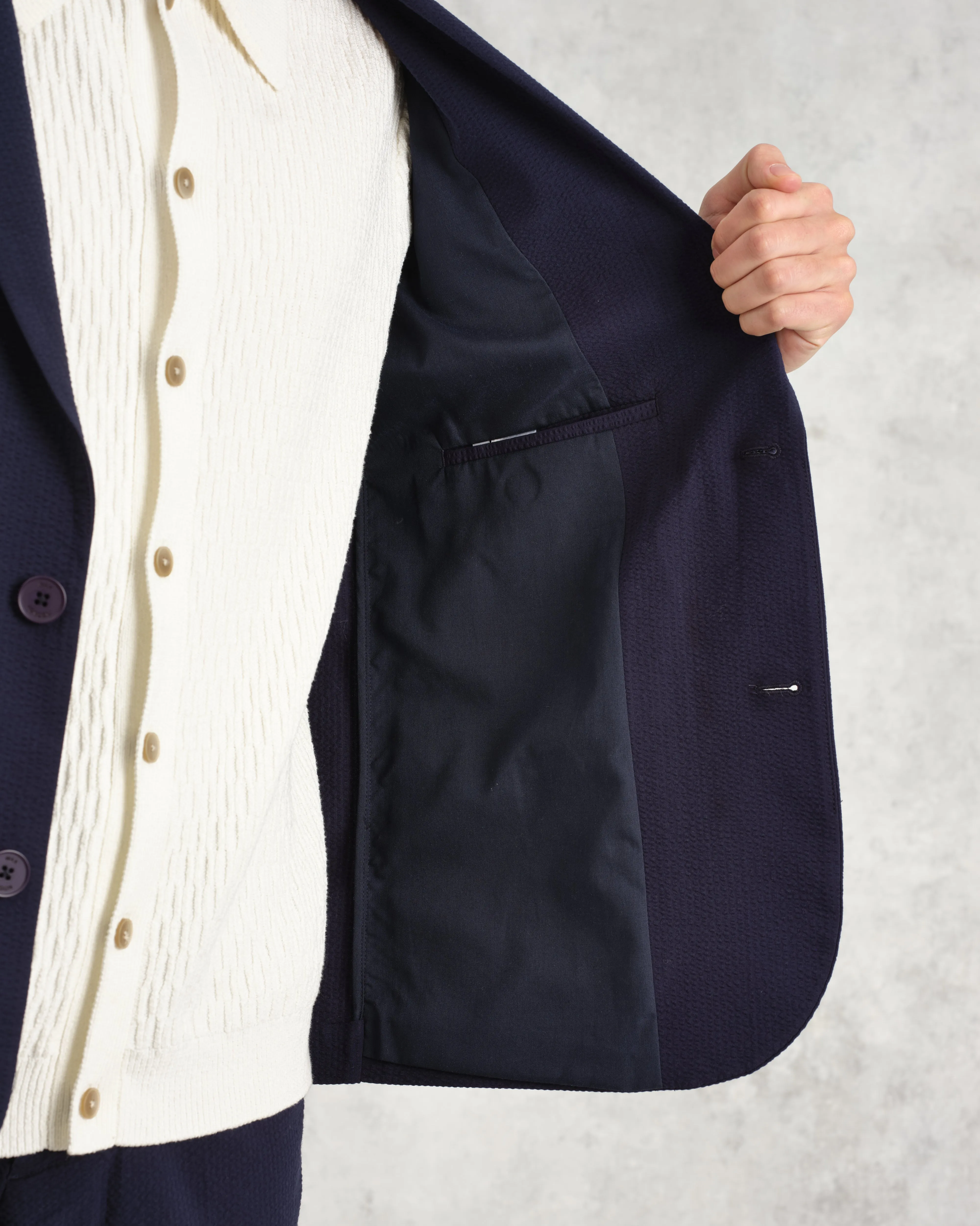 Fintry - Navy Seersucker Blazer sold by Wax London product image thumbnail 5