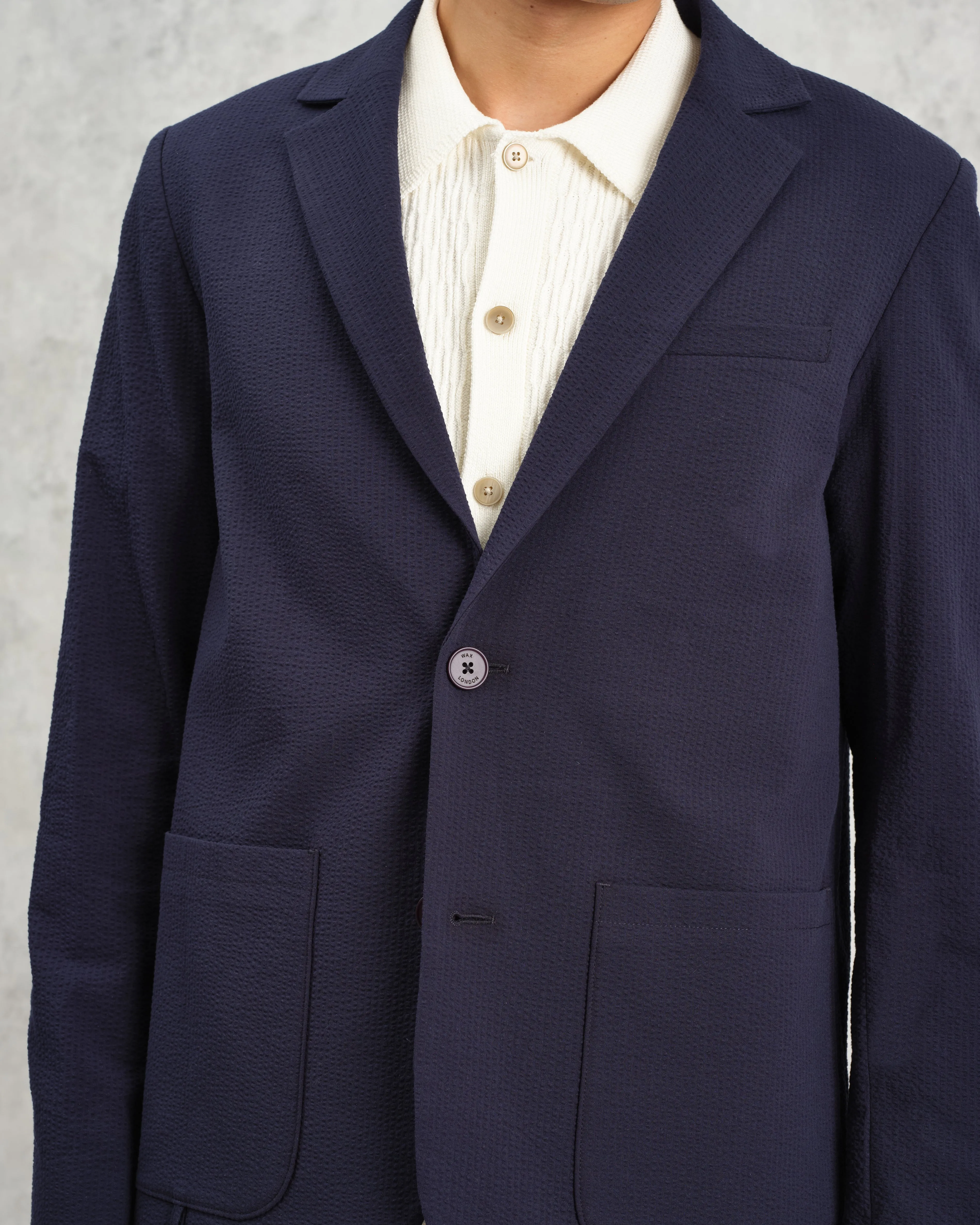 Fintry - Navy Seersucker Blazer sold by Wax London product image thumbnail 4