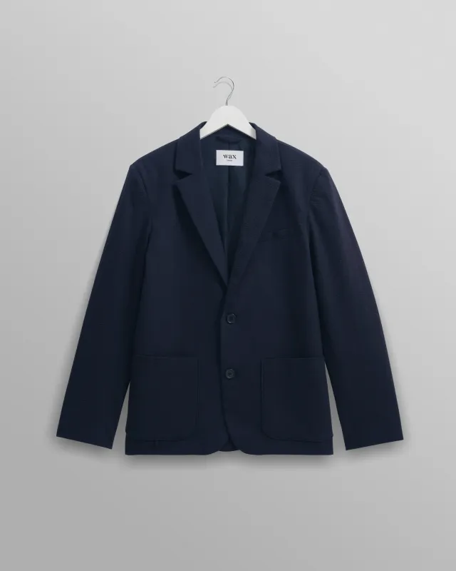Fintry - Navy Seersucker Blazer sold by Wax London