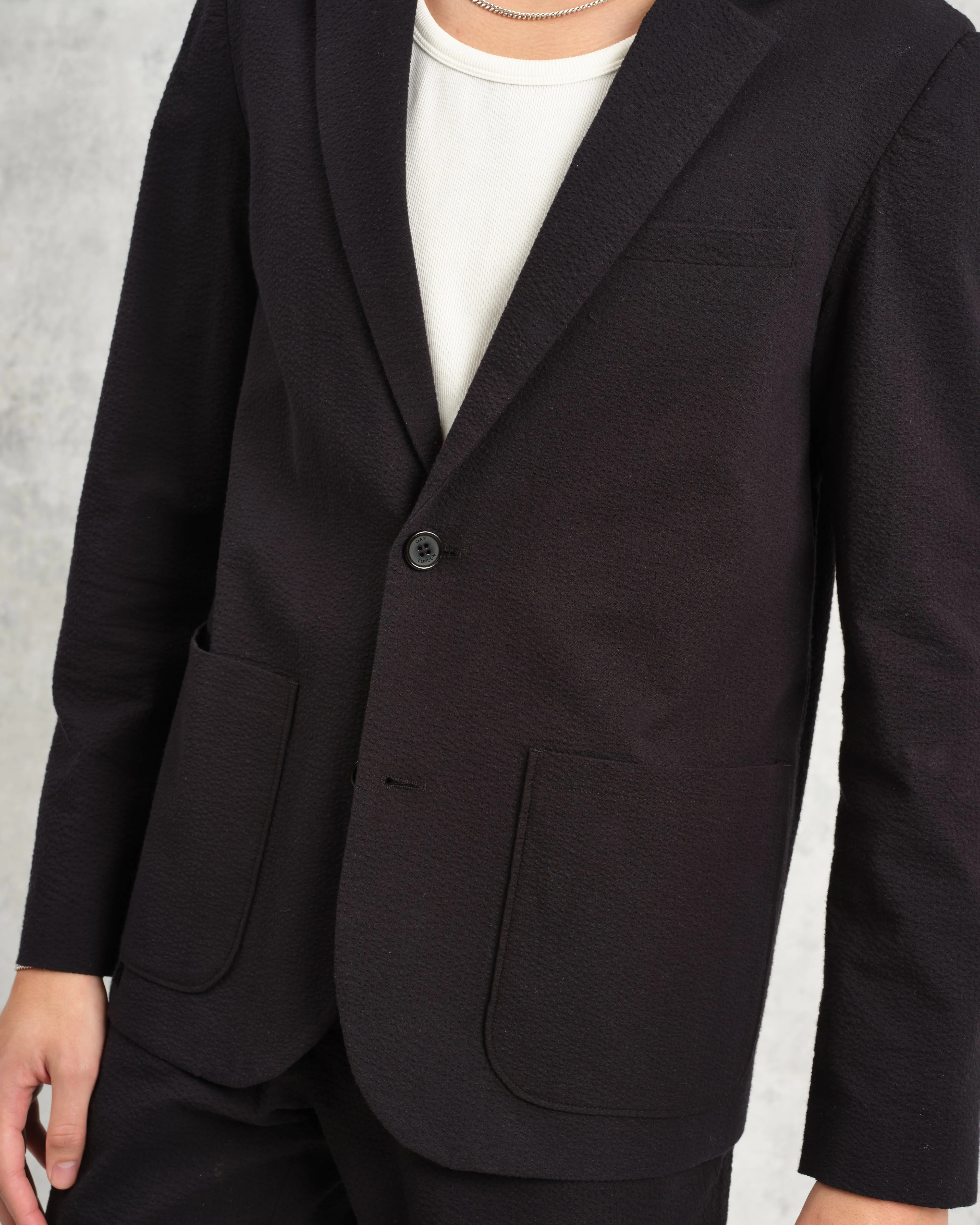 Fintry - Black Seersucker Blazer sold by Wax London product image thumbnail 4