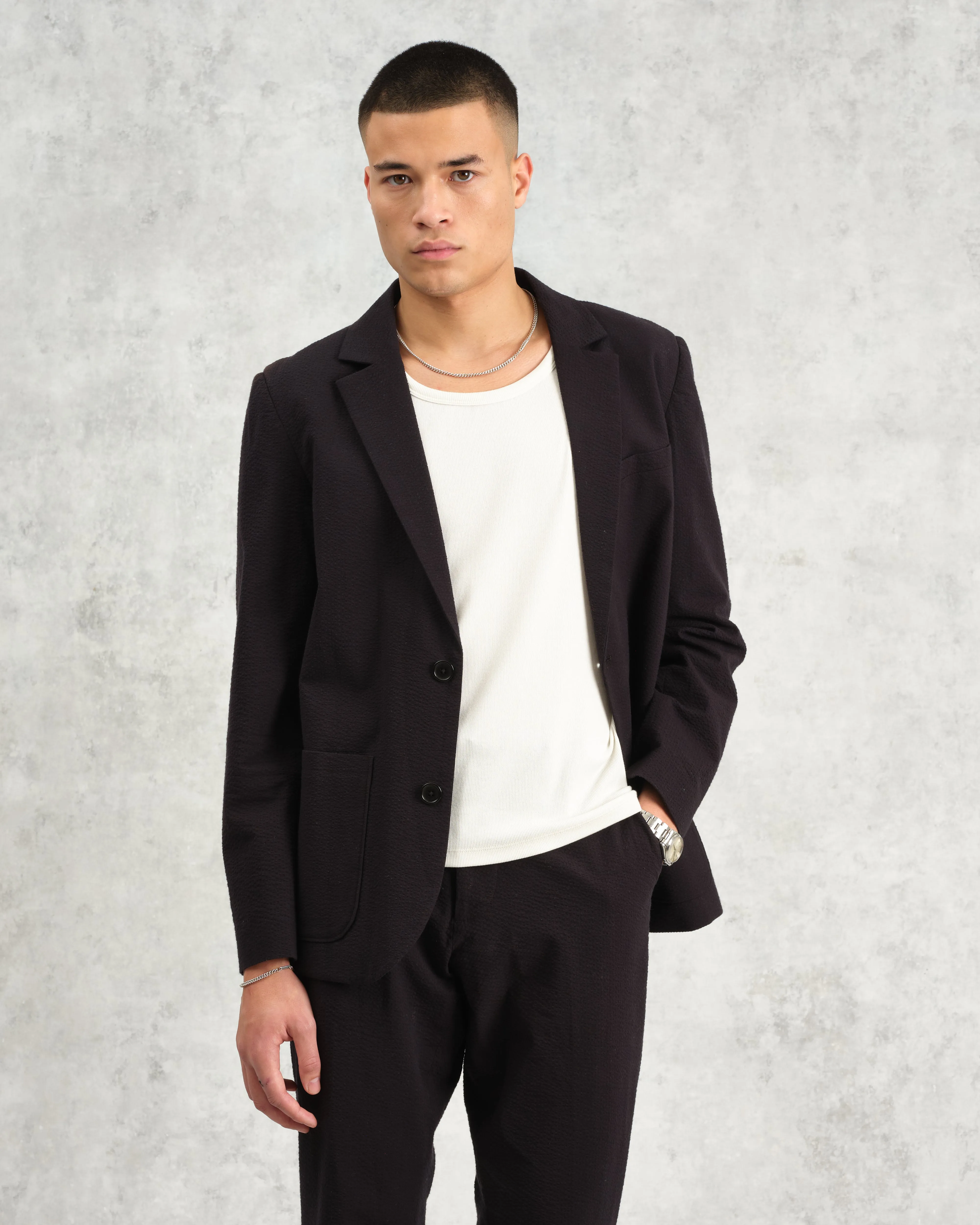 Fintry - Black Seersucker Blazer sold by Wax London product image thumbnail 2