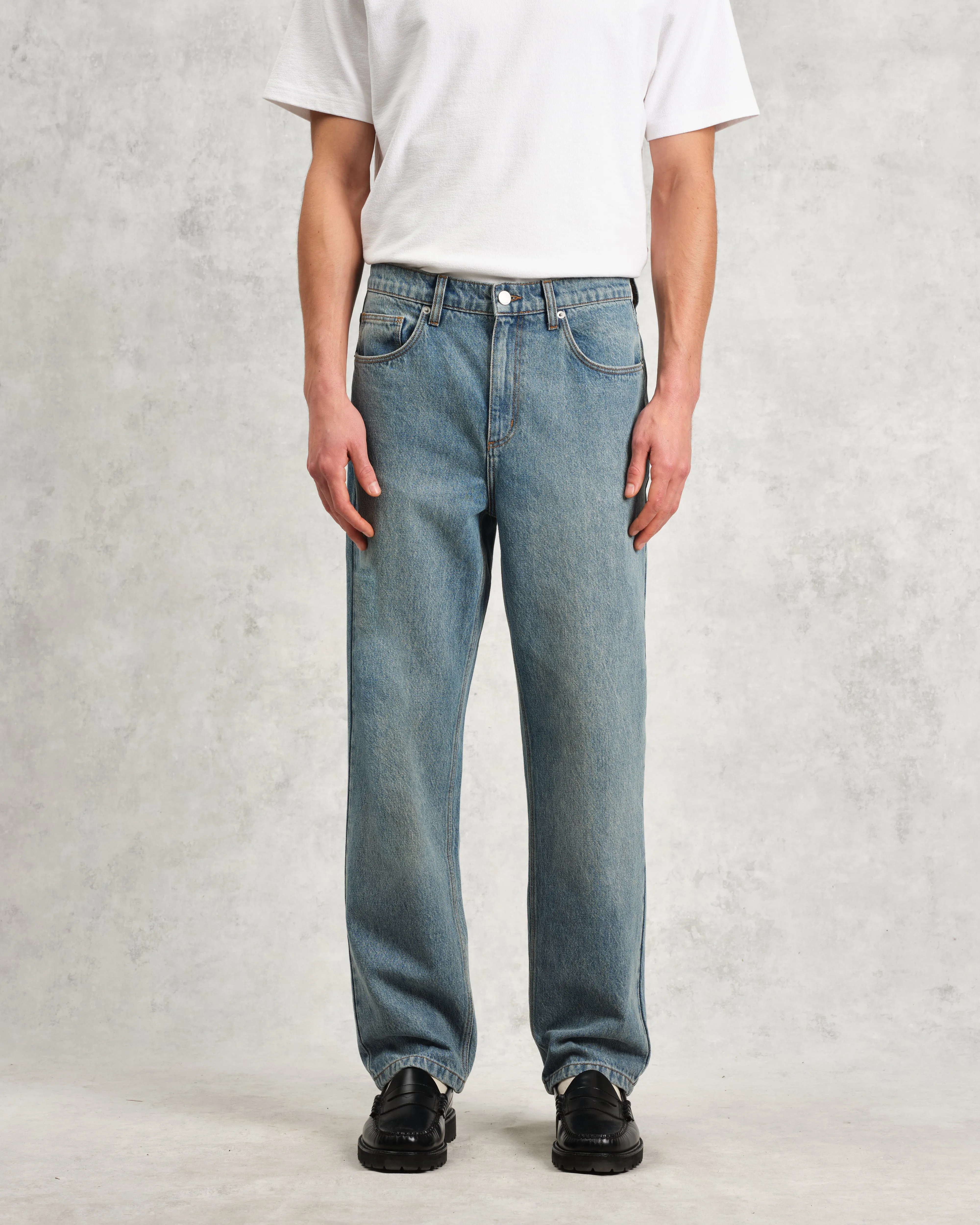 Russell - Vintage Blue Straight Fit Denim Jeans sold by Wax London product image thumbnail 3