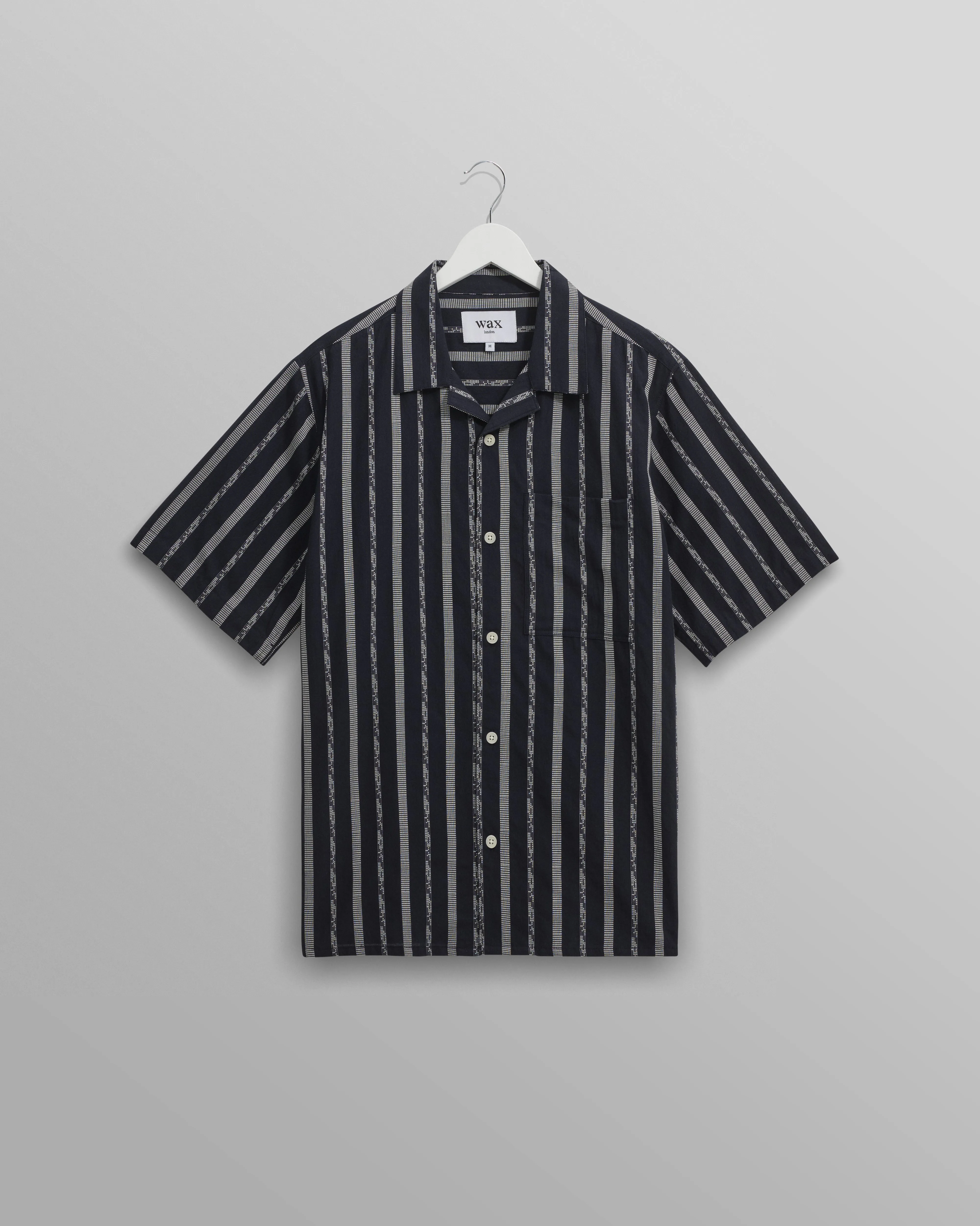 Didcot - Navy Fleck Stripe Short-Sleeve Shirt sold by Wax London